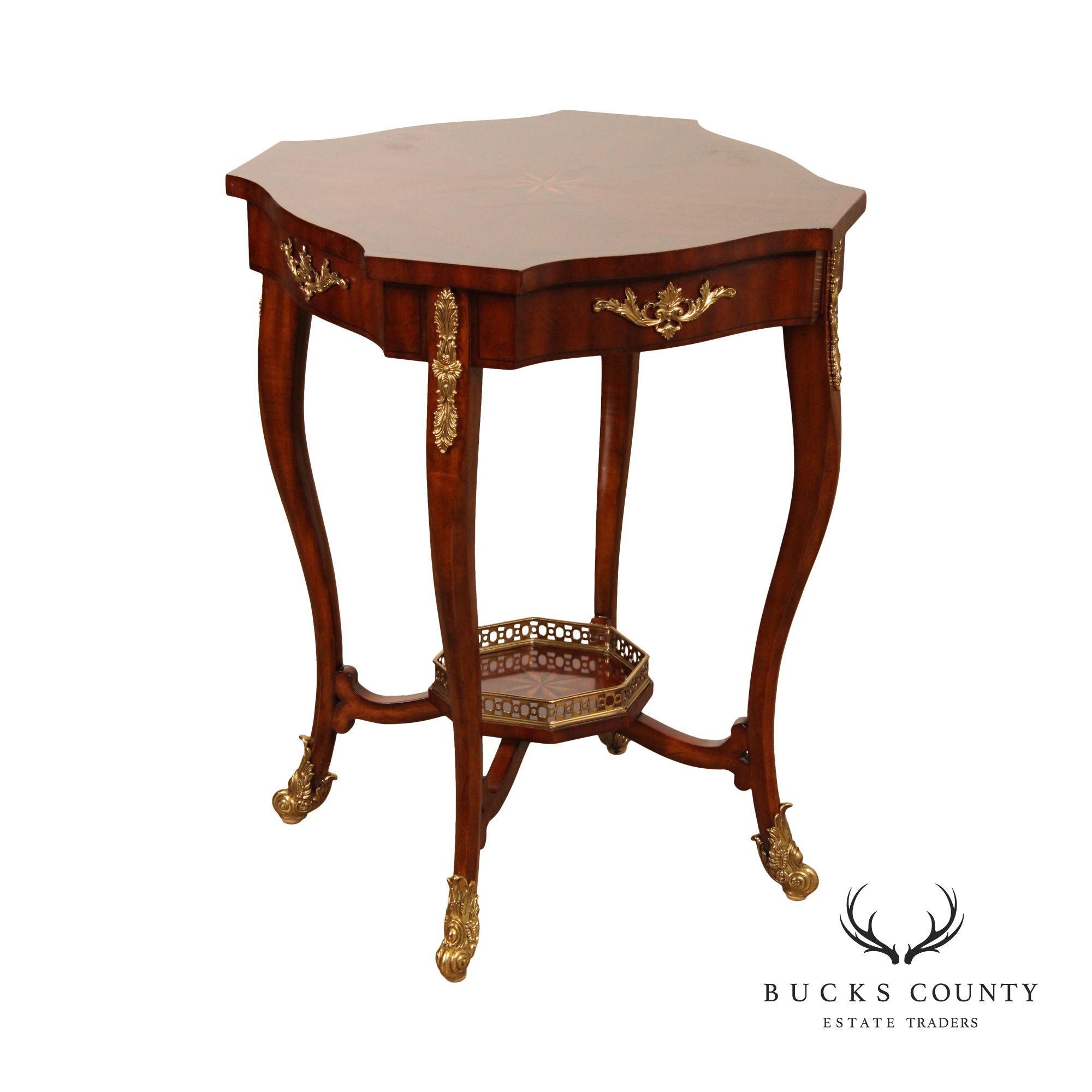 Maitland Smith French Régence Style Inlaid Mahogany Table