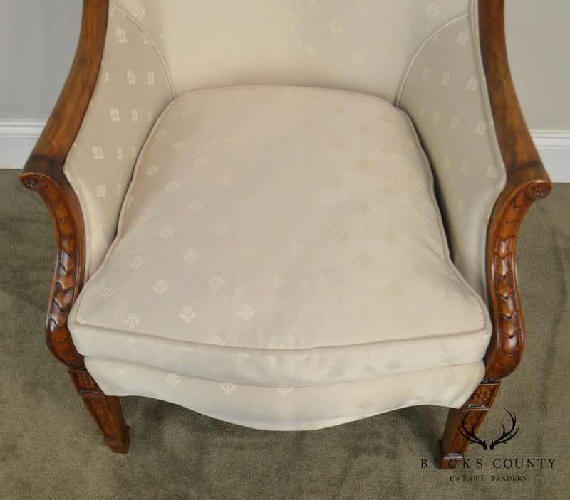 Custom Crafted George III Style Carved Frame Tub Chair