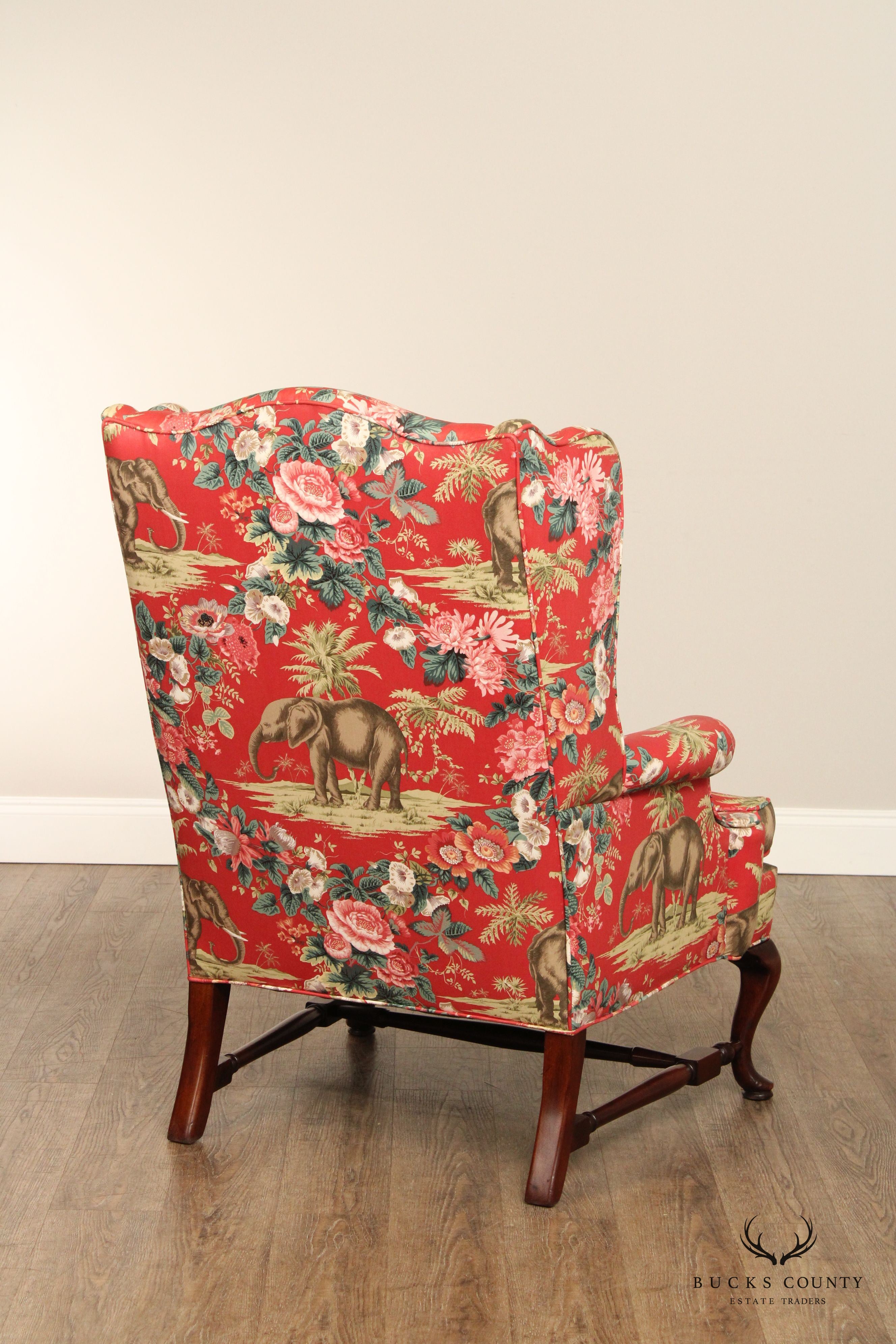 Queen Anne Custom Upholstered Wingback Chair