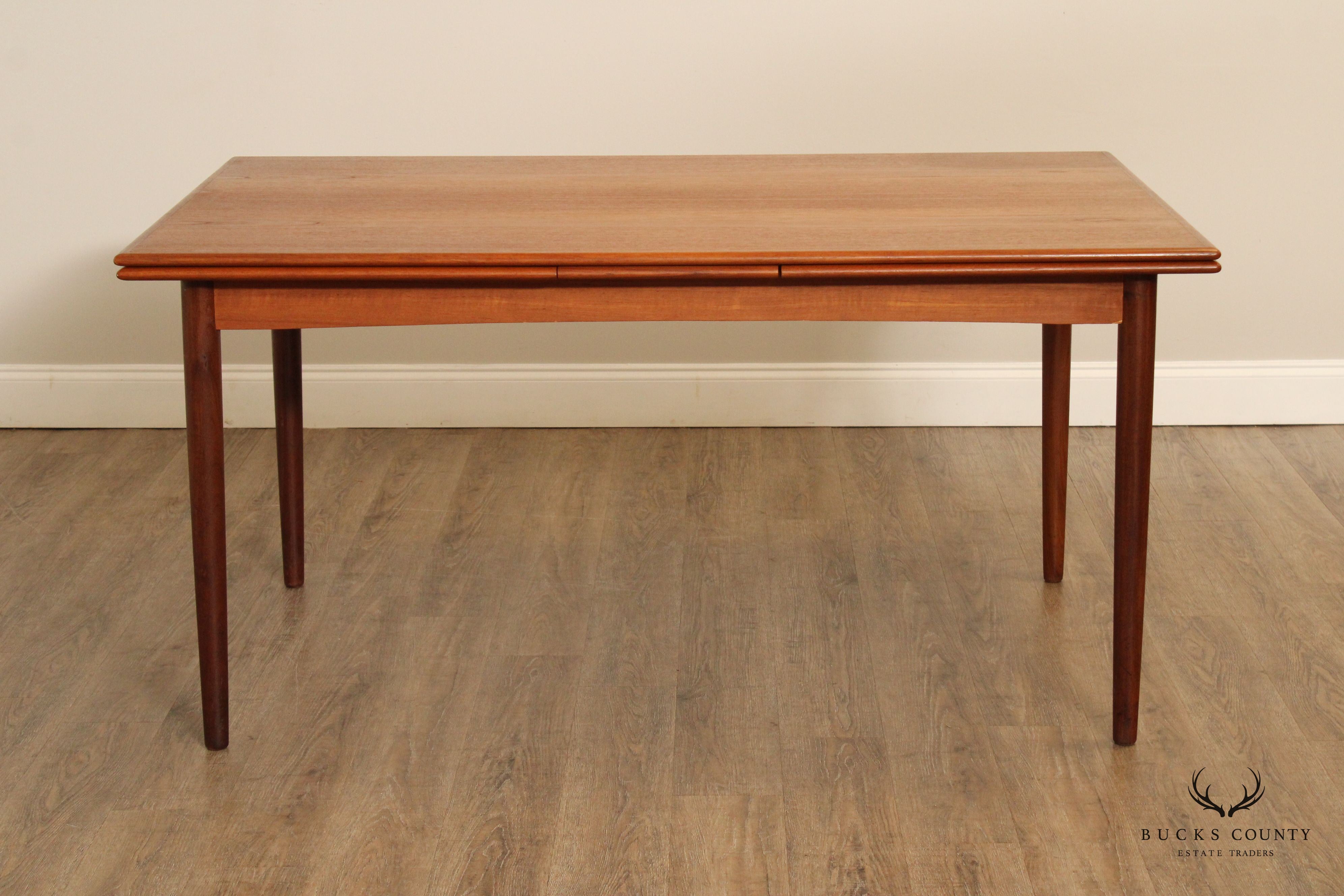 Danish Modern Teak Expandable Refectory Dining Table