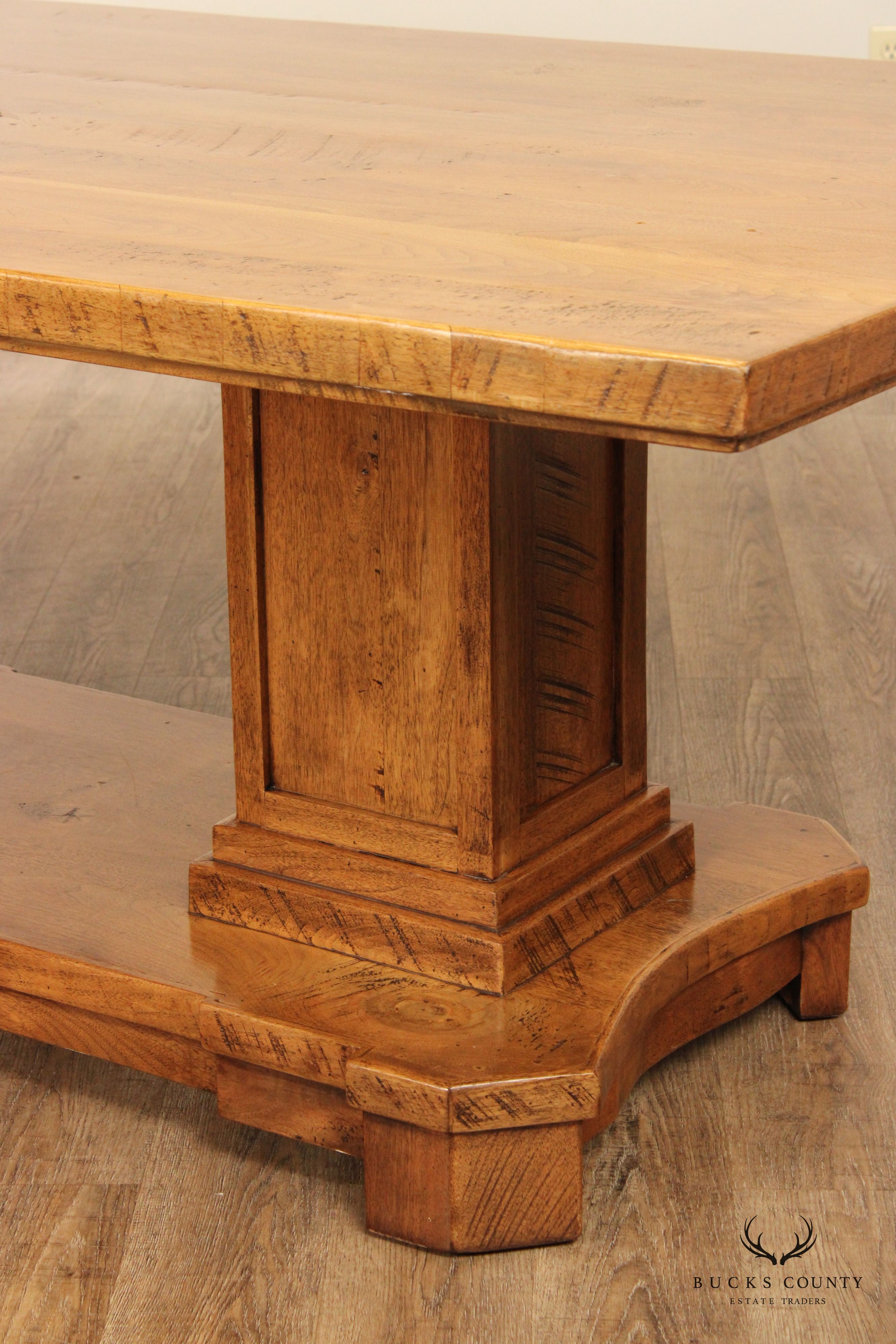 Custom Crafted Large Rustic Walnut Double Pedestal Dining Table