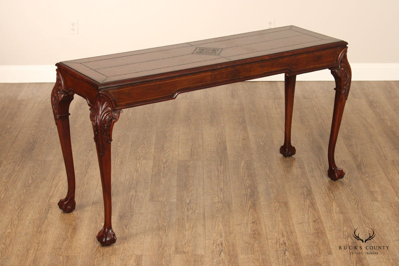 Chippendale Style Carved Mahogany Ball and Claw Foot Console Table