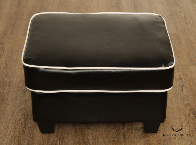 Vintage Modern Leather Upholstered Footstool