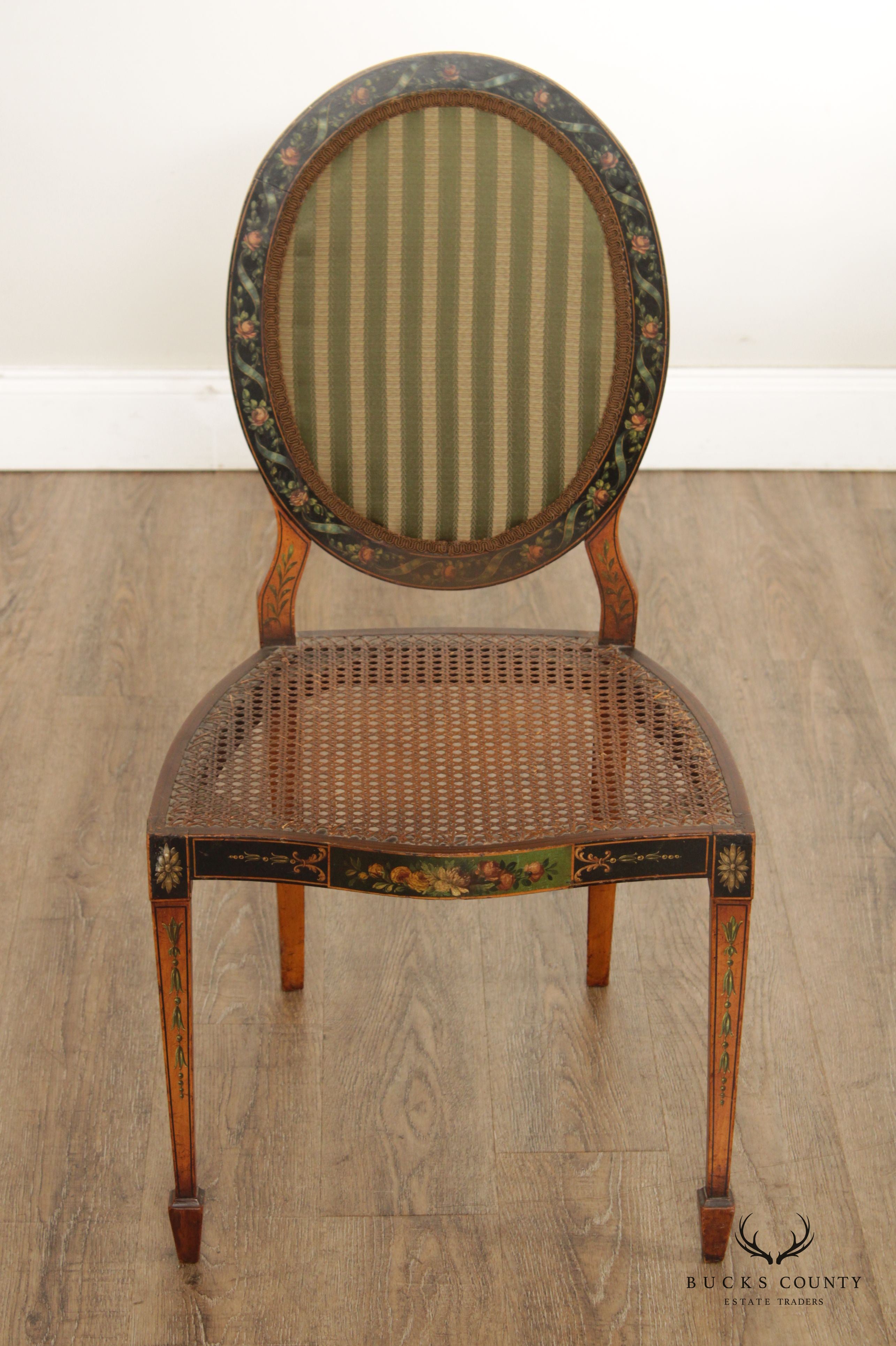 Edwardian Adam Style Paint Decorated Side Chair