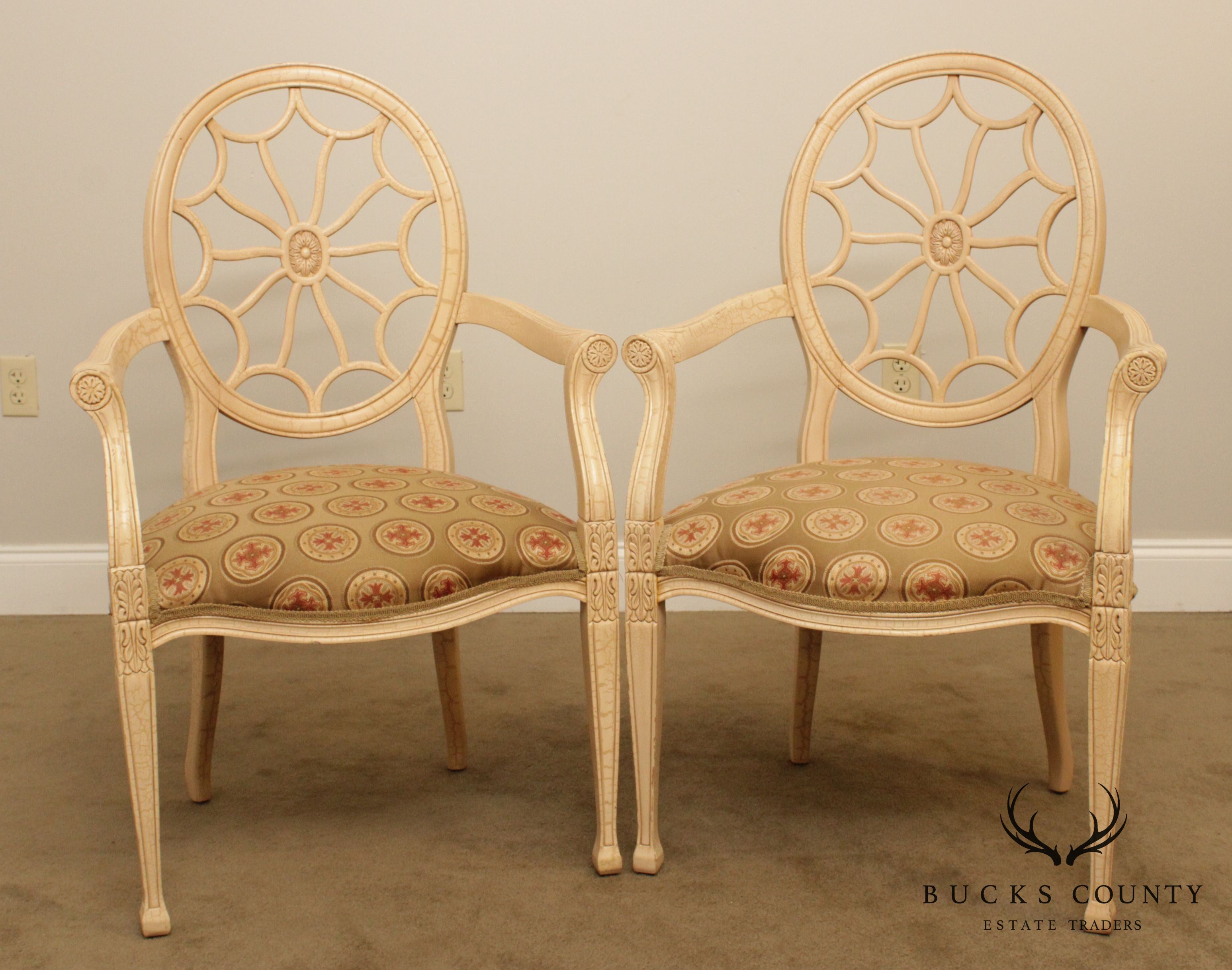 Regency Style Quality Pair Spider Back Armchairs