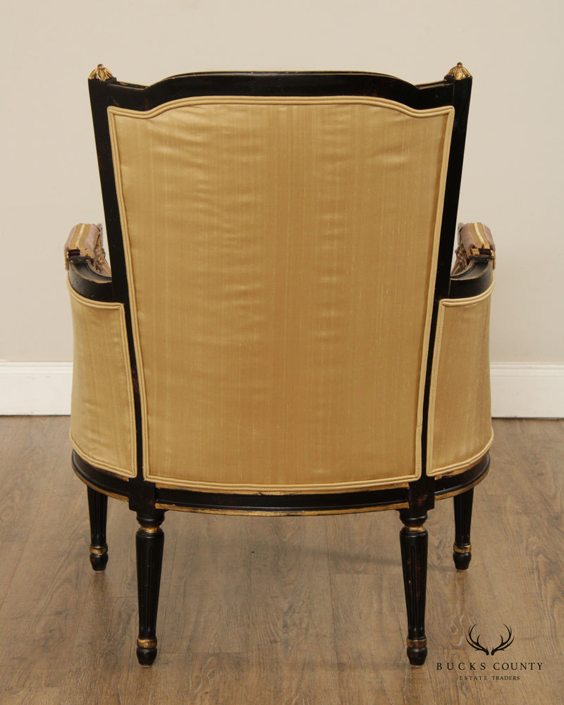 Century Furniture French Louis XVI Style Painted Bergere Armchair