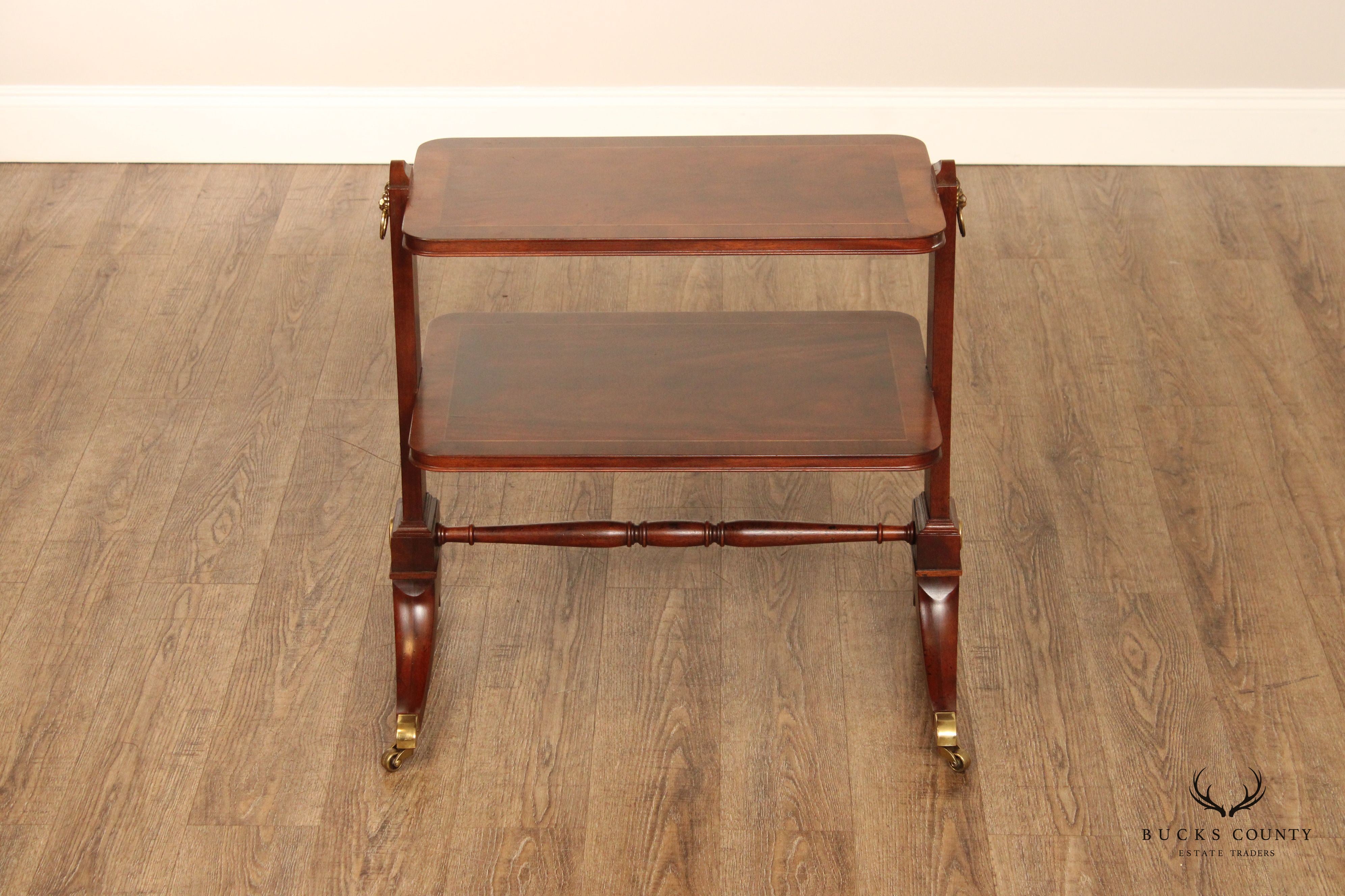 Baker Furniture English Regency Style Pair of Mahogany Side Tables