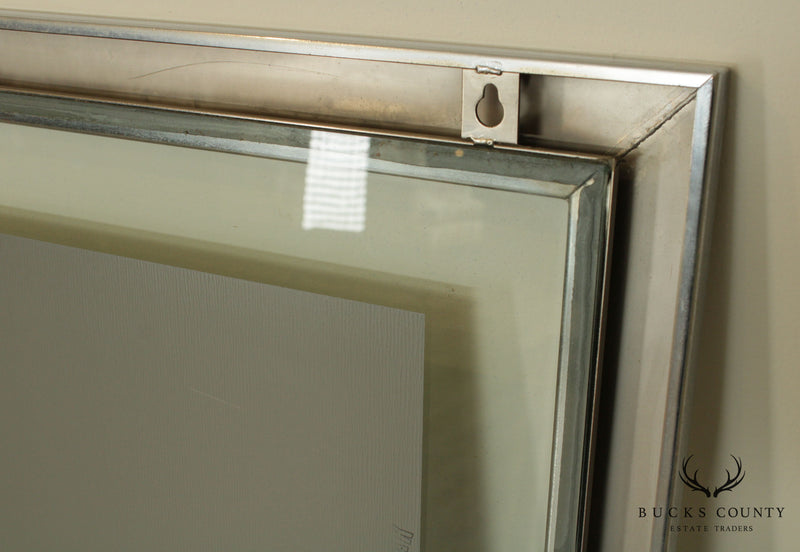 Mid Century "Floating" Mirror with 48" x 24" Chrome Frame
