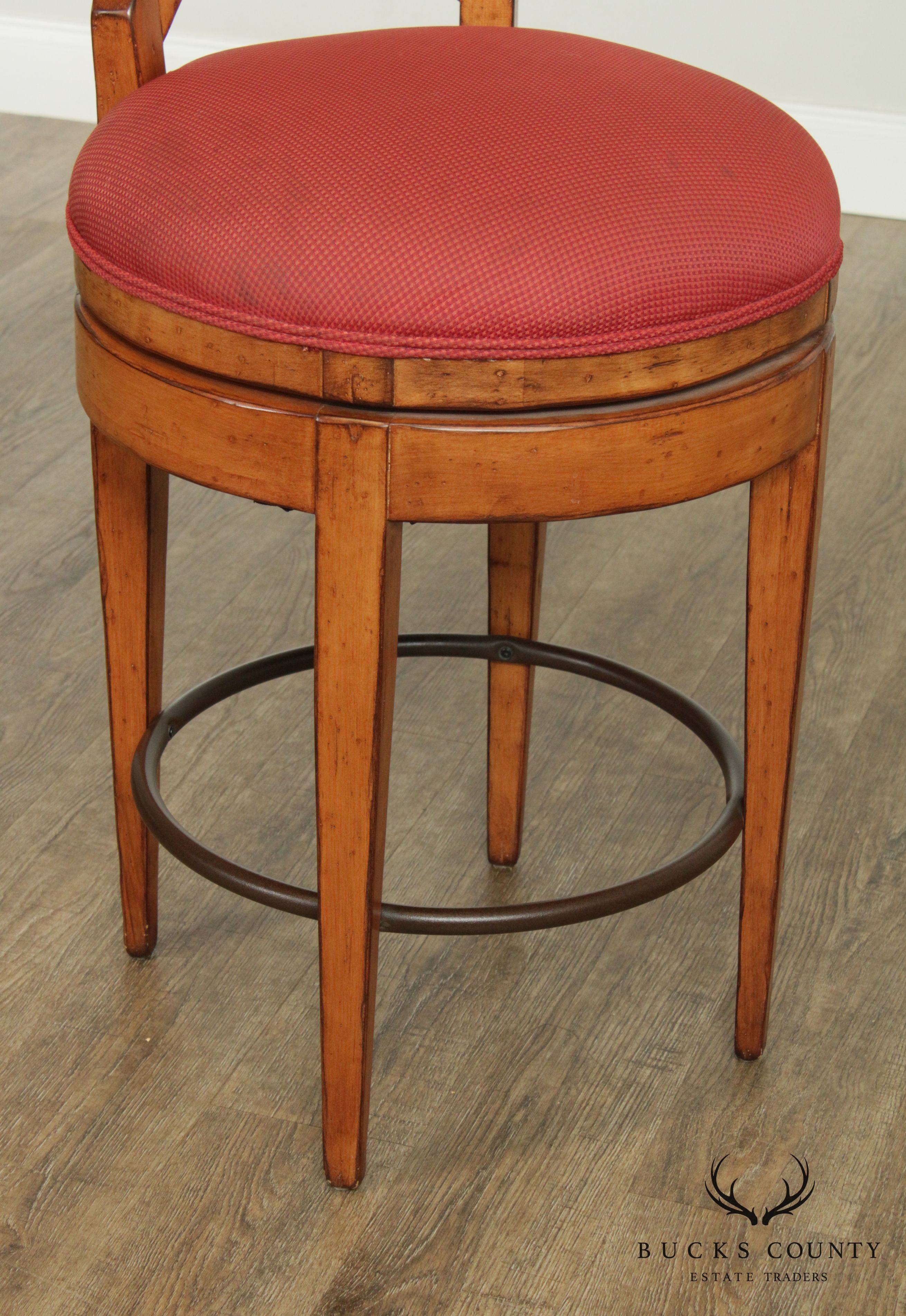 Biedermeier Style Quality Pair Swivel Bar Stools