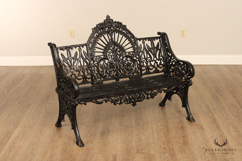 Victorian Style Quality Pair of Cast Iron Outdoor Garden Benches