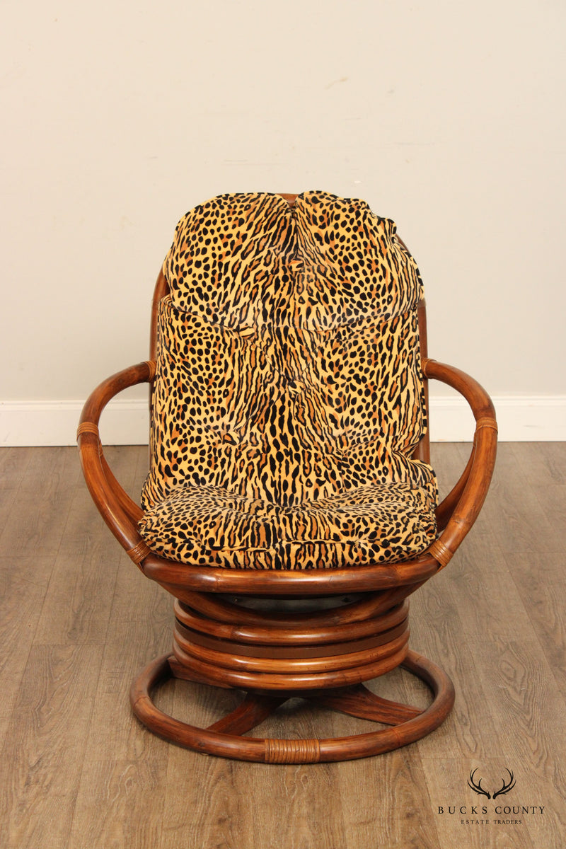 Mid century rattan online swivel chair