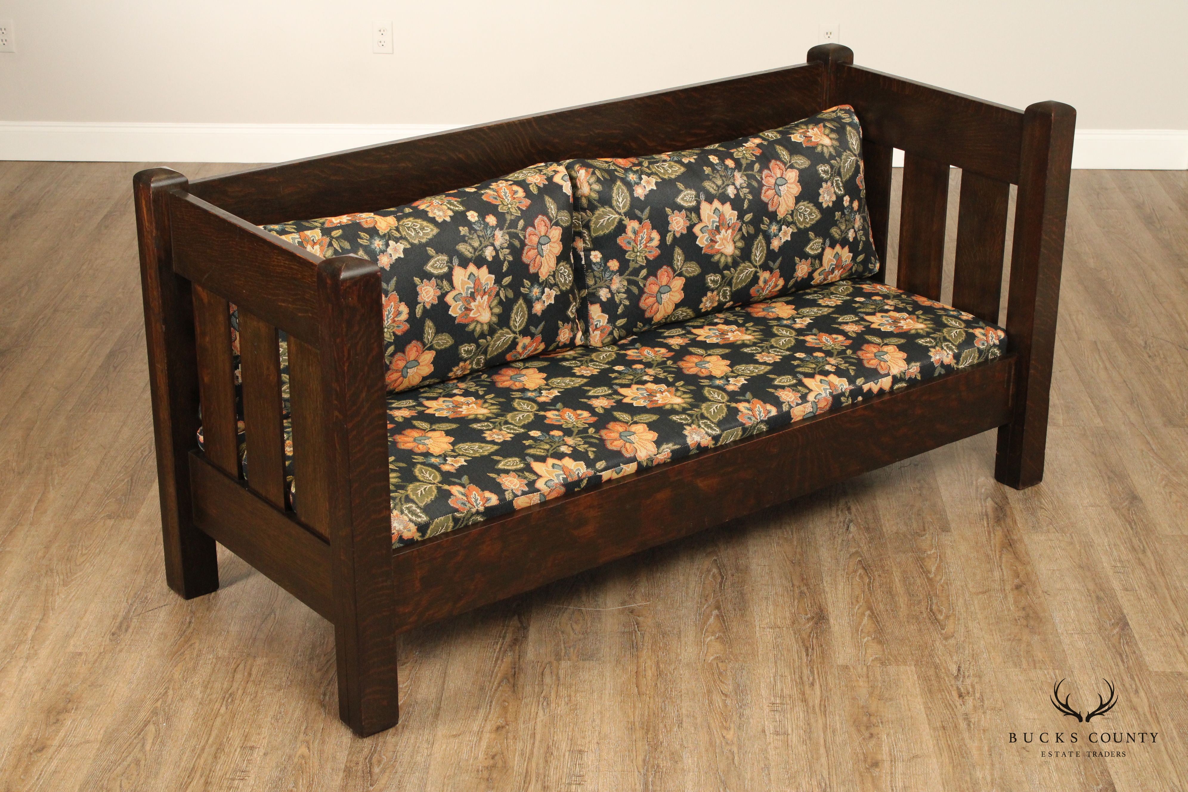 Limbert Antique Arts & Crafts Oak Settle Sofa