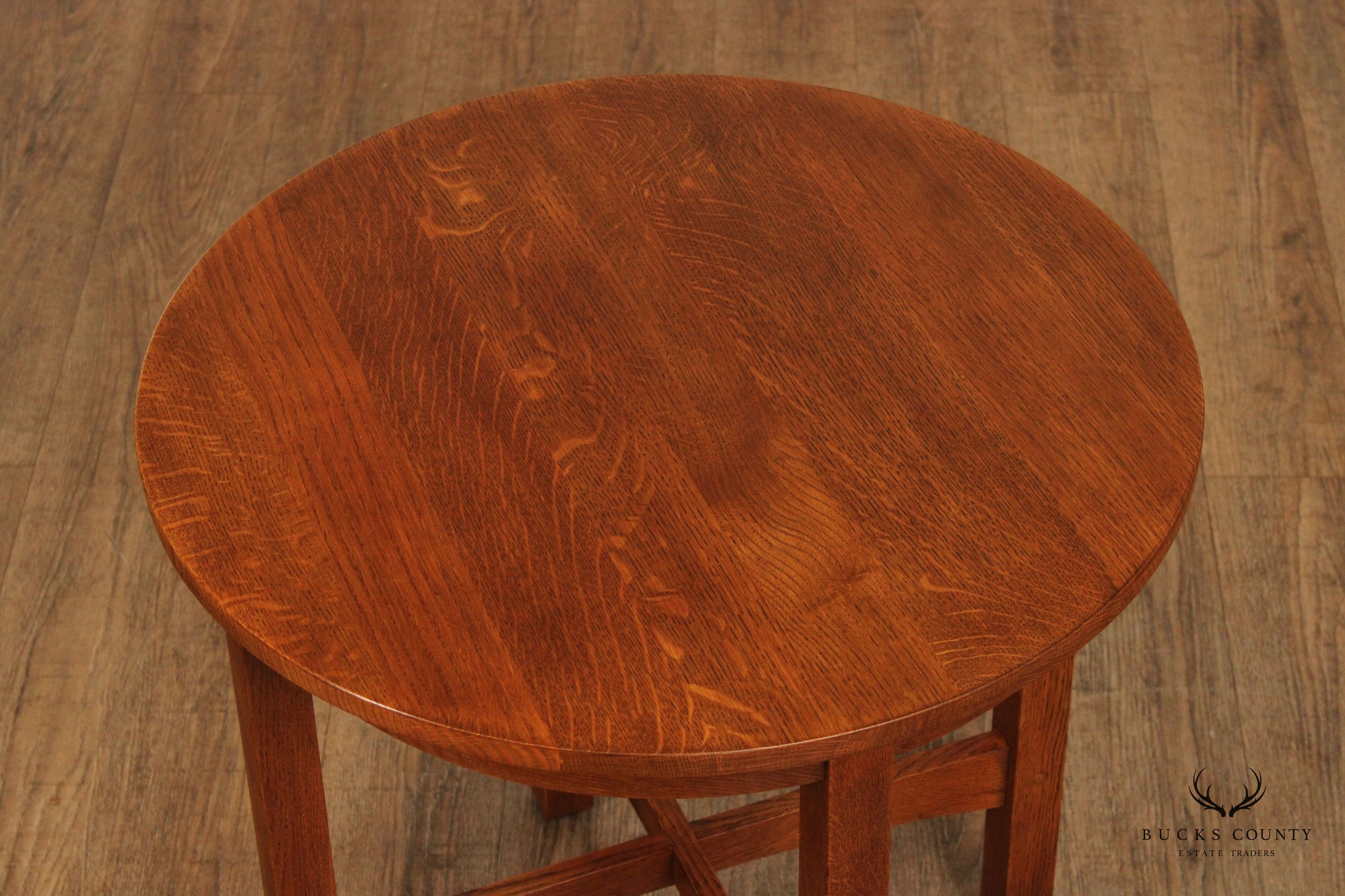 Stickley Mission Collection Oak Round Lamp Table