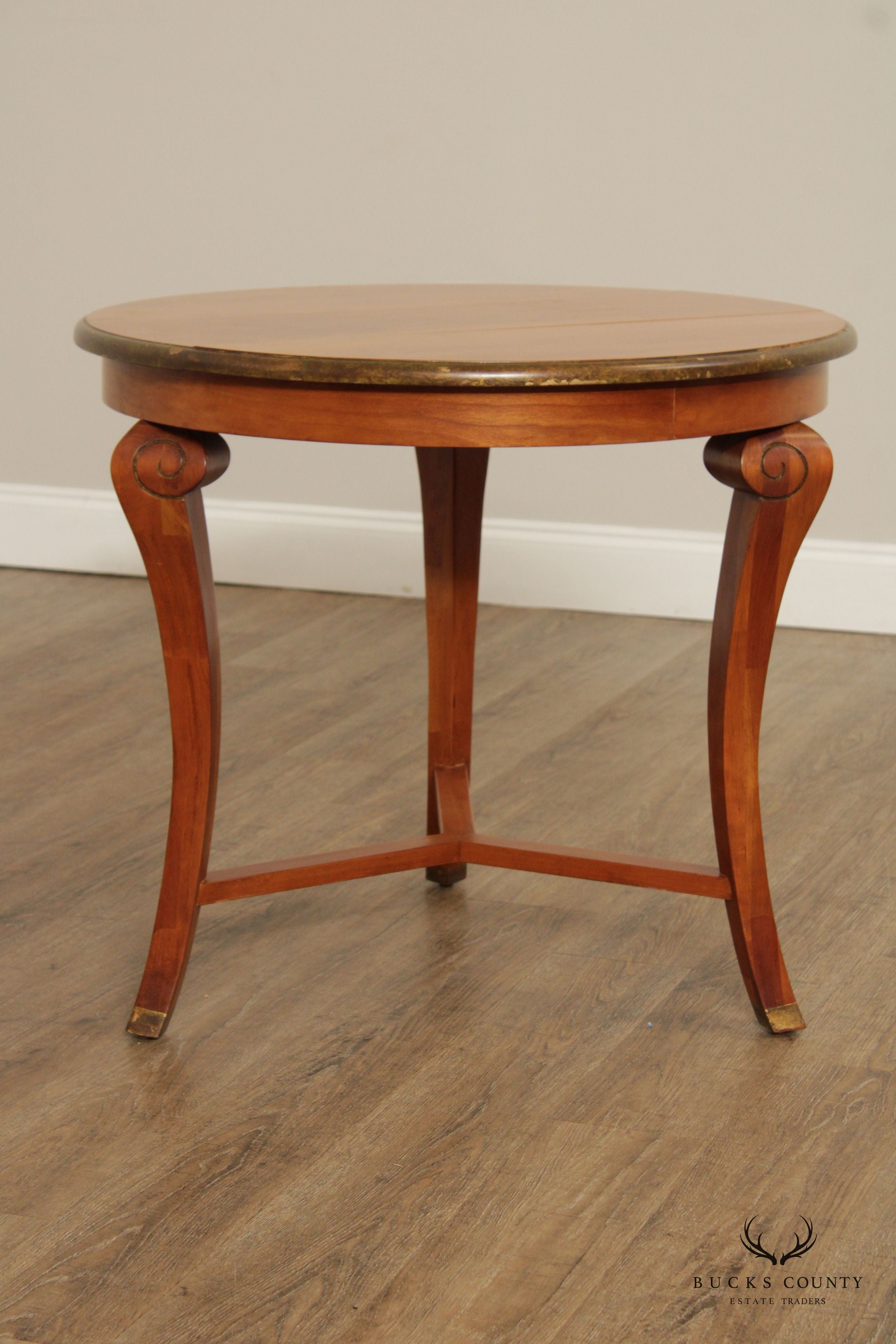 Neoclassical Style Round Cherry Side Table