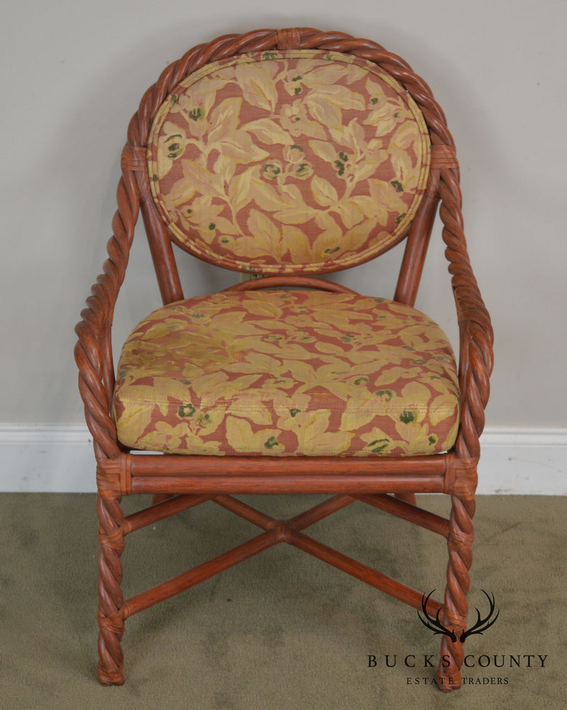Mcguire of San Francisco Pair Painted Twist Rattan Armchairs