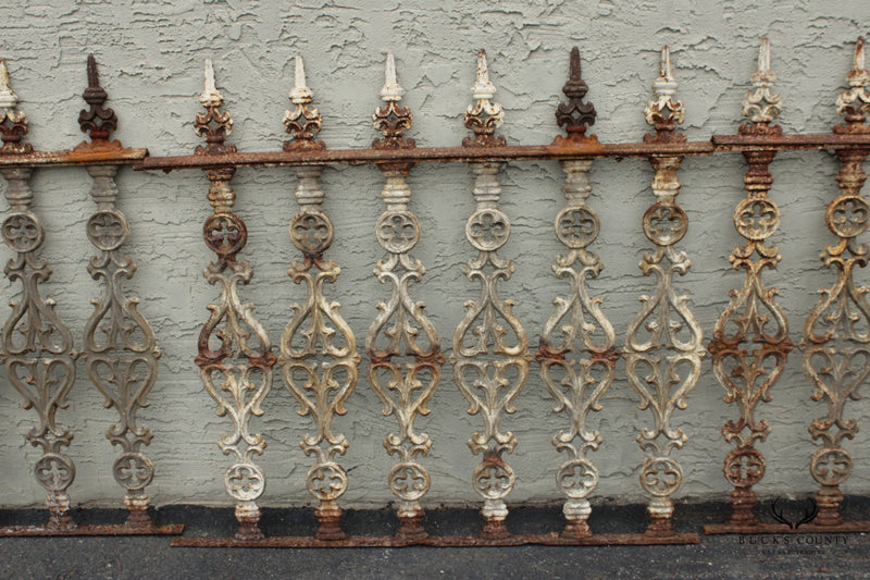Antique Late 19th Century Gothic Revival Set of Five Cast Iron Fence Sections