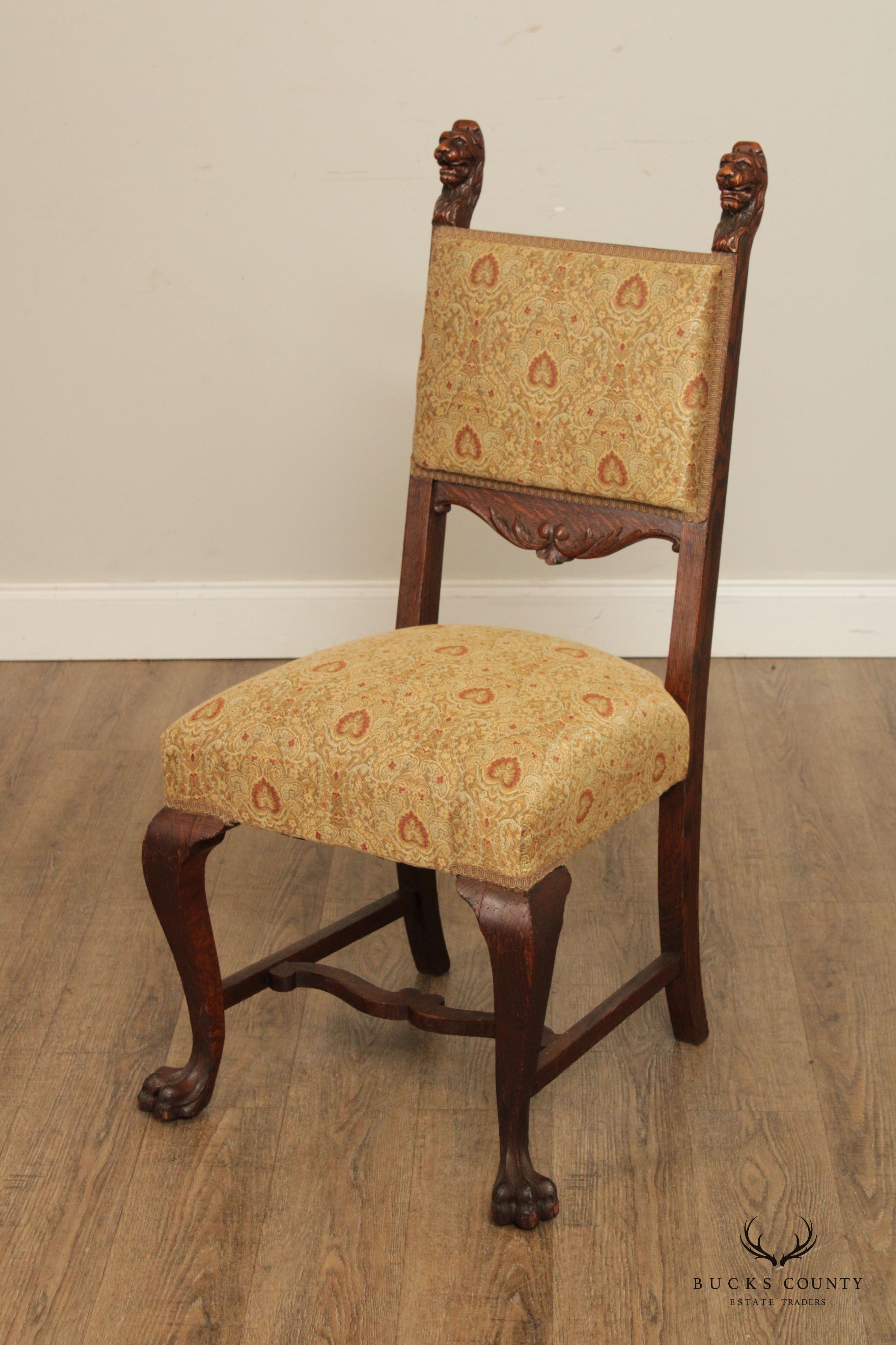 Antique Renaissance Revival Set of Twelve Carved Oak Dining Chairs