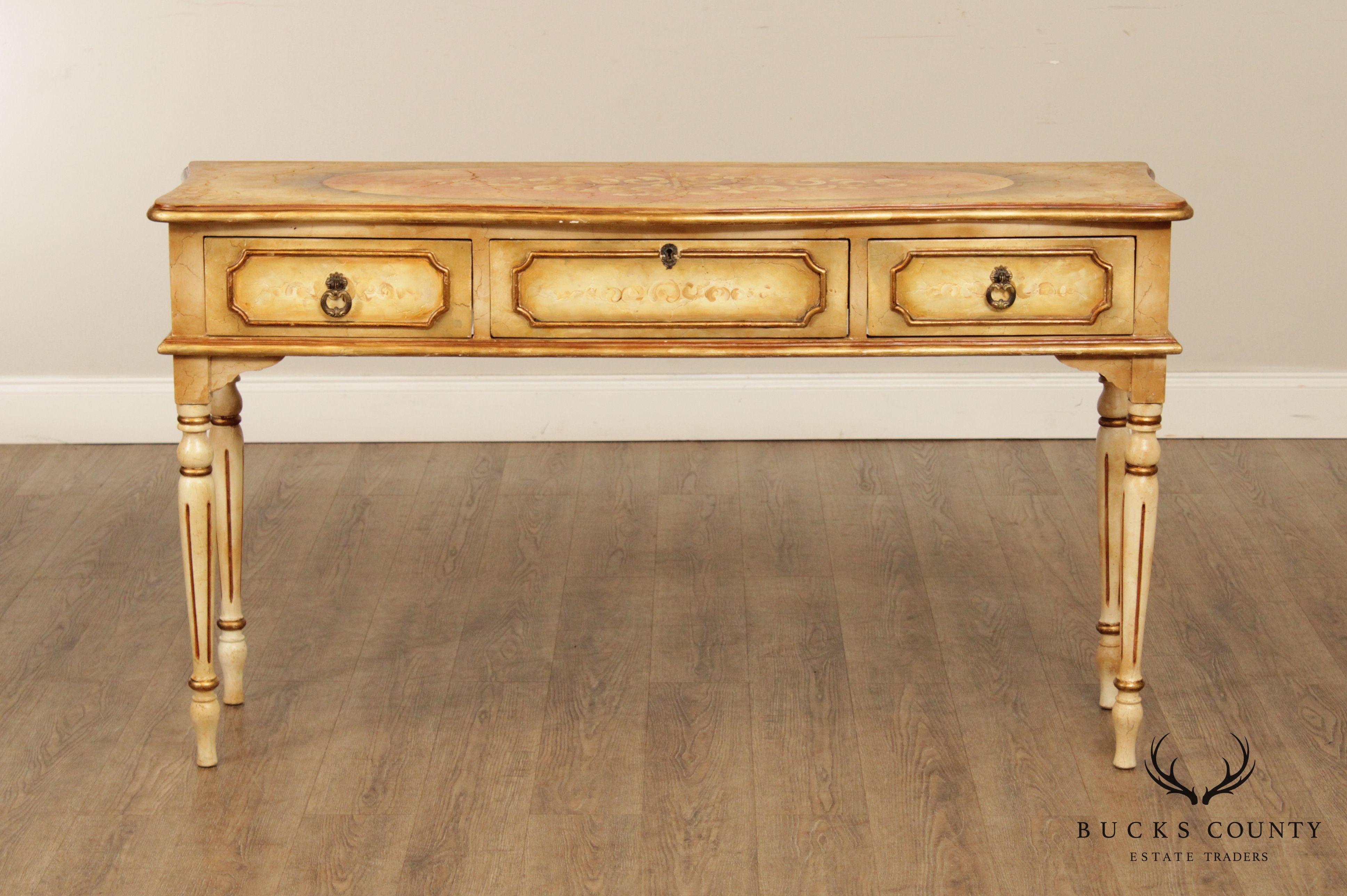 Italian Florentine Style Paint Decorated Console Table