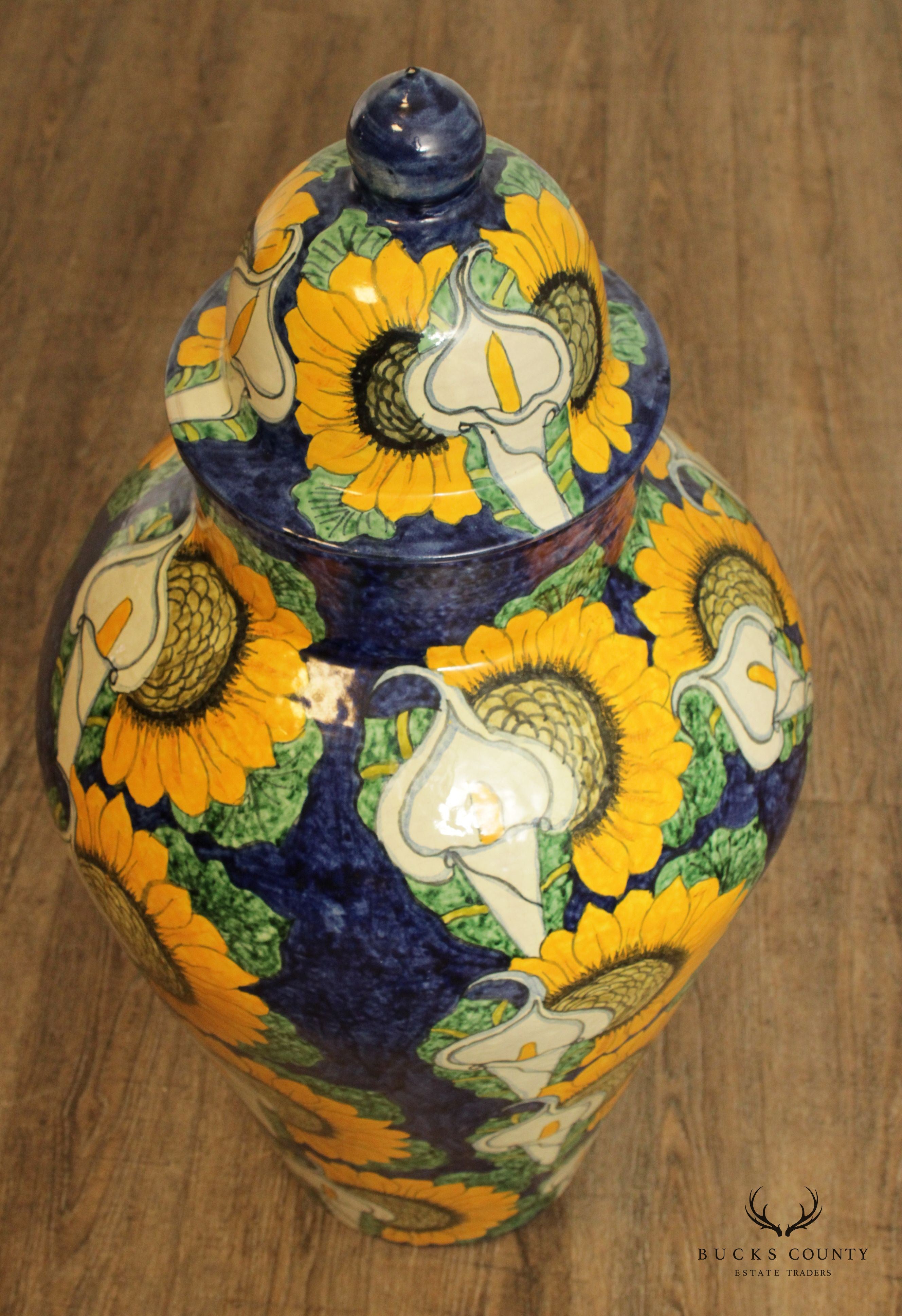 Hand Painted Mexican Pottery Ginger Jar or Urn