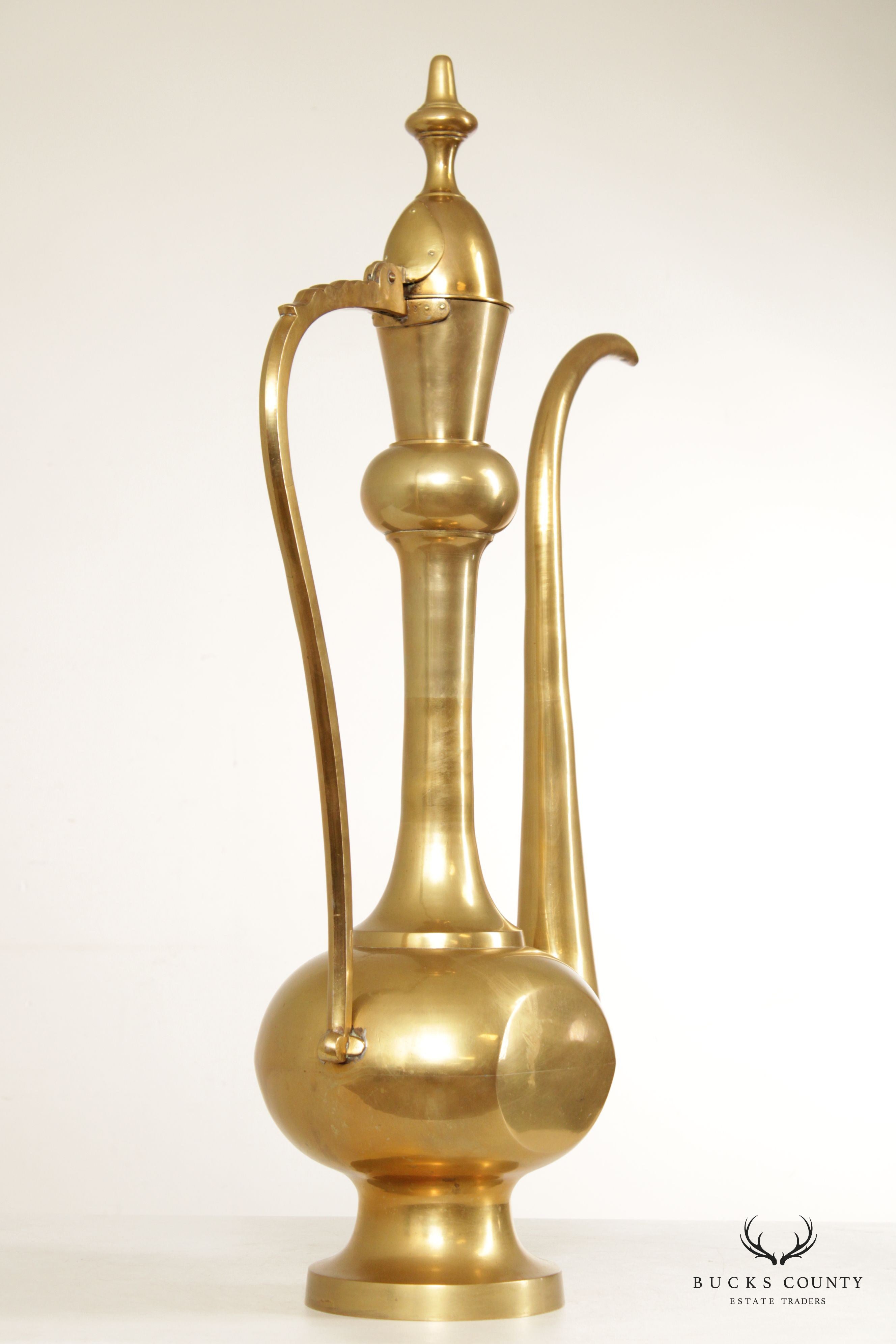 Moorish Style Tall Decorative Solid Brass Ewer