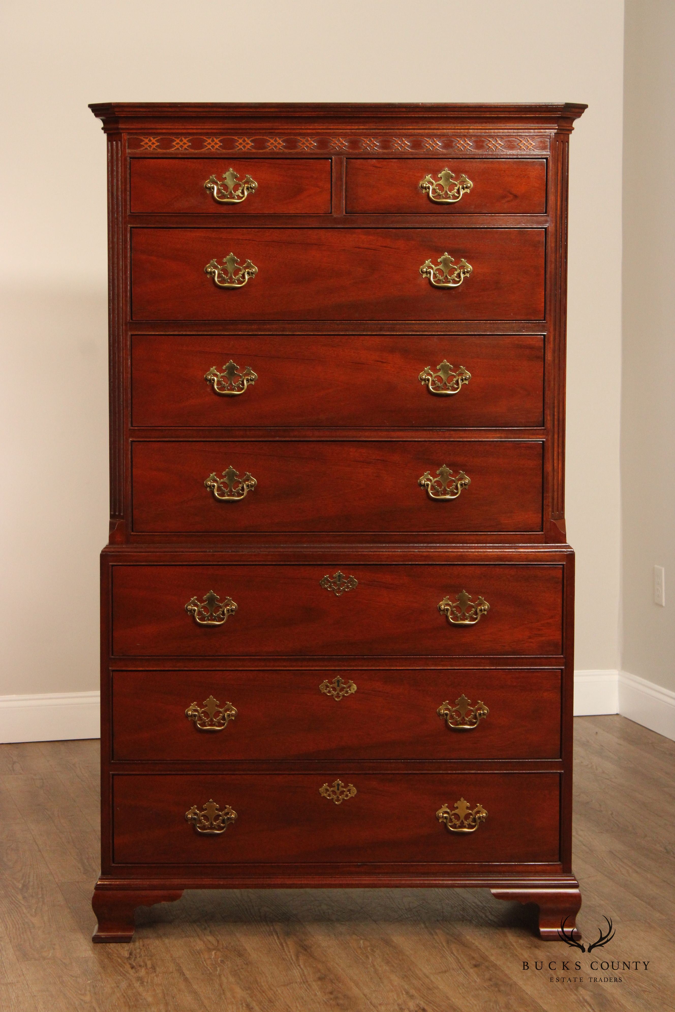 Baker Furniture Chippendale Style Mahogany Chest on Chest