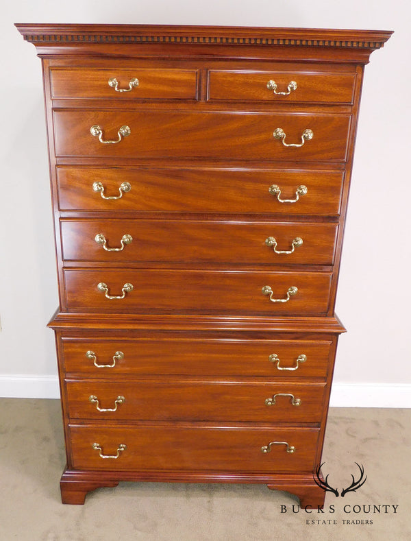 Henkel Harris Chippendale Style # 164 Mahogany High Chest on Chest