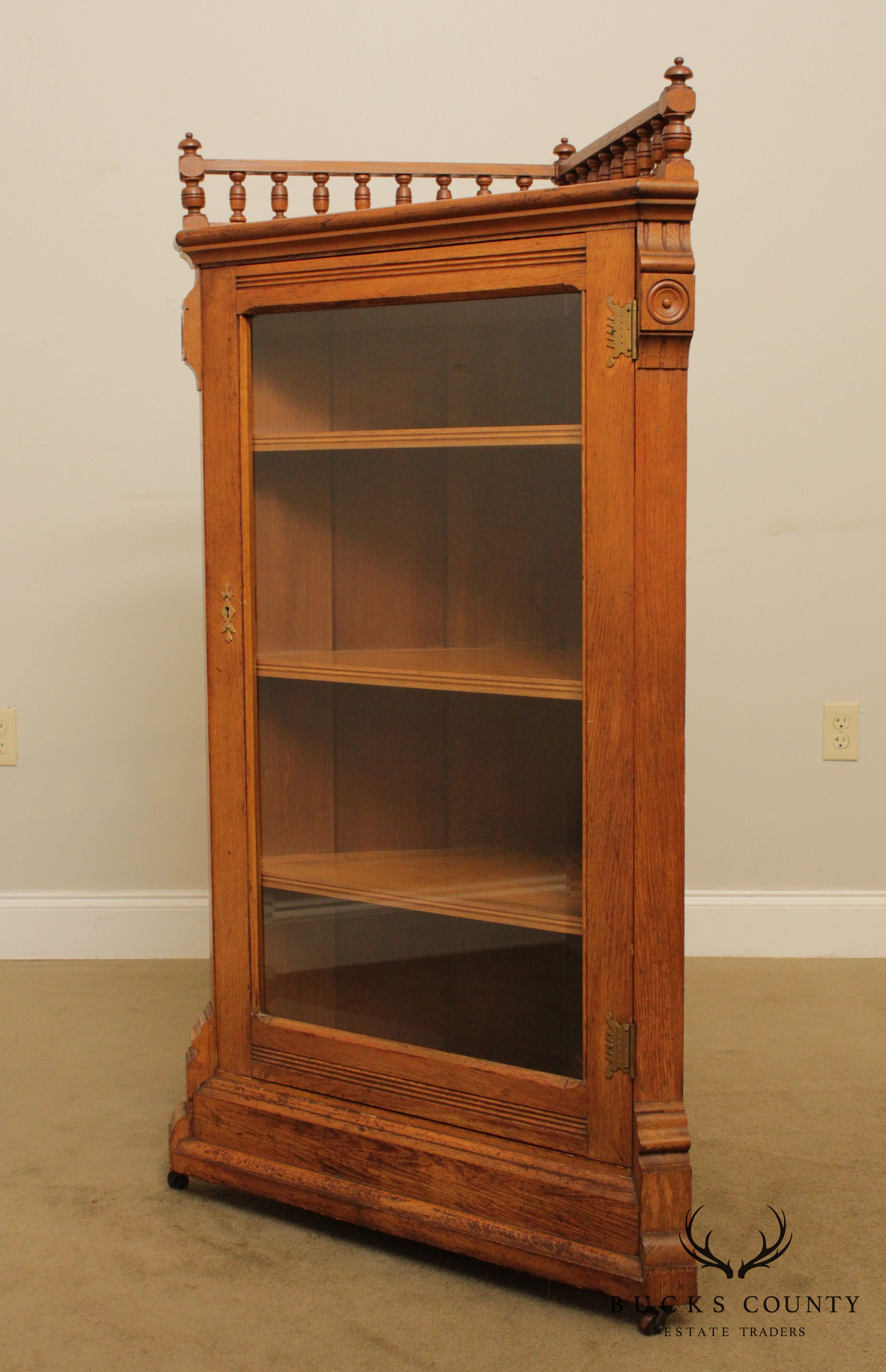 Antique Victorian Oak Corner Cabinet