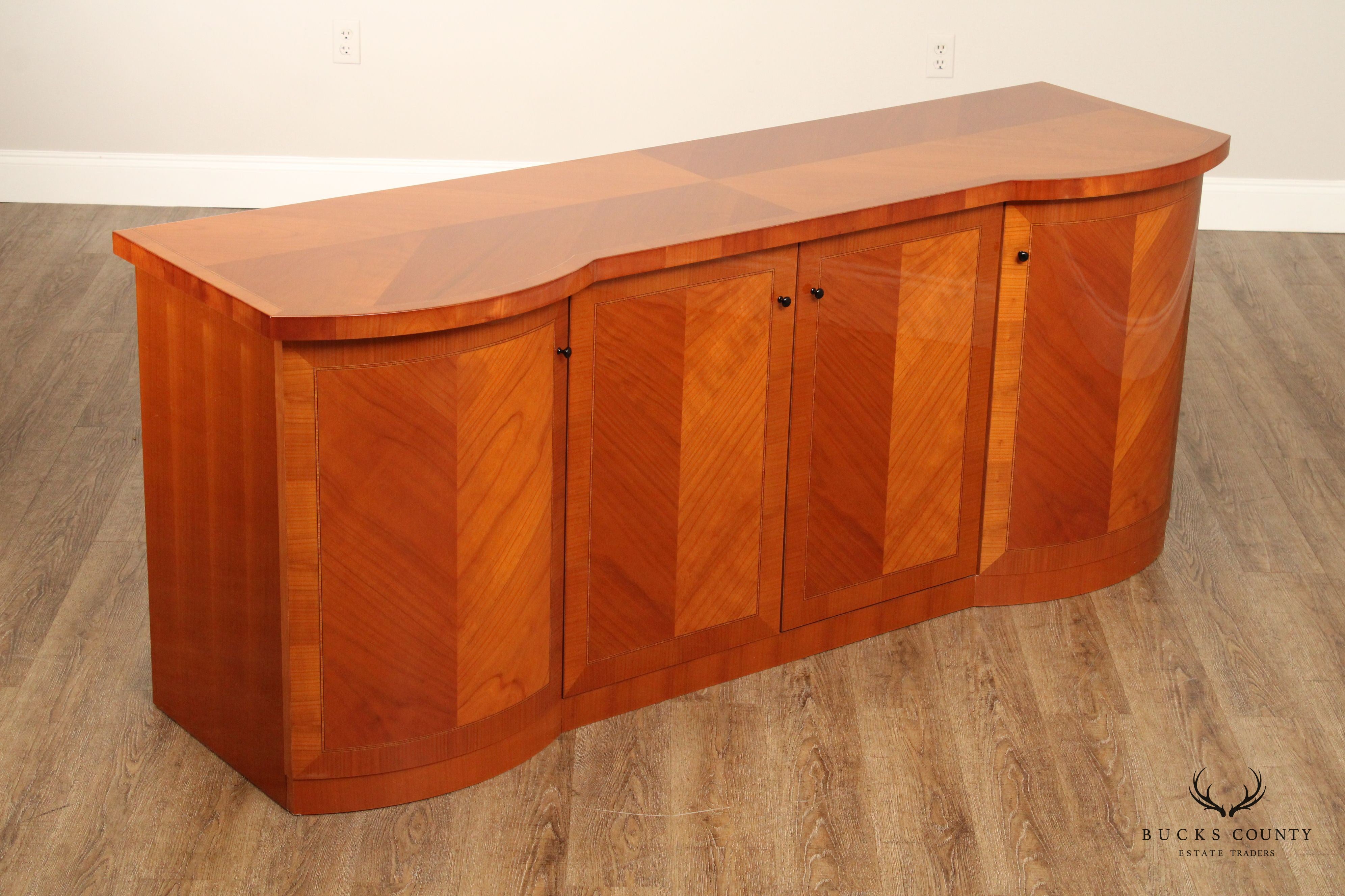 JOHN TURANO AND SONS ITALIAN LACQUERED CHERRY CHEVRON PATTERN SIDEBOARD