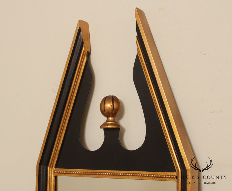 Hollywood Regency Style Vintage Black & Gold Wall Mirror