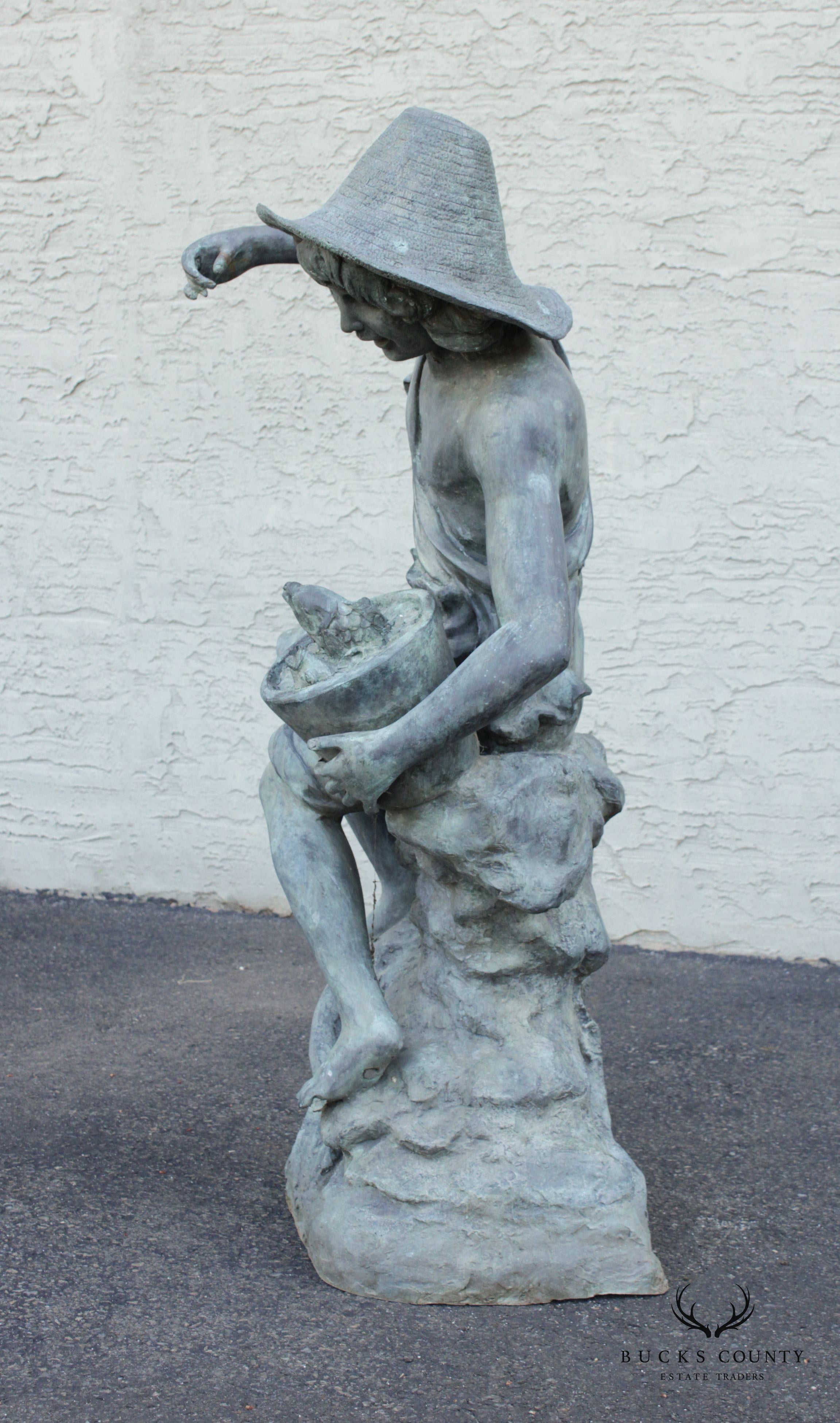 Child Holding Jug Bronze Outdoor Garden Fountain Sculpture