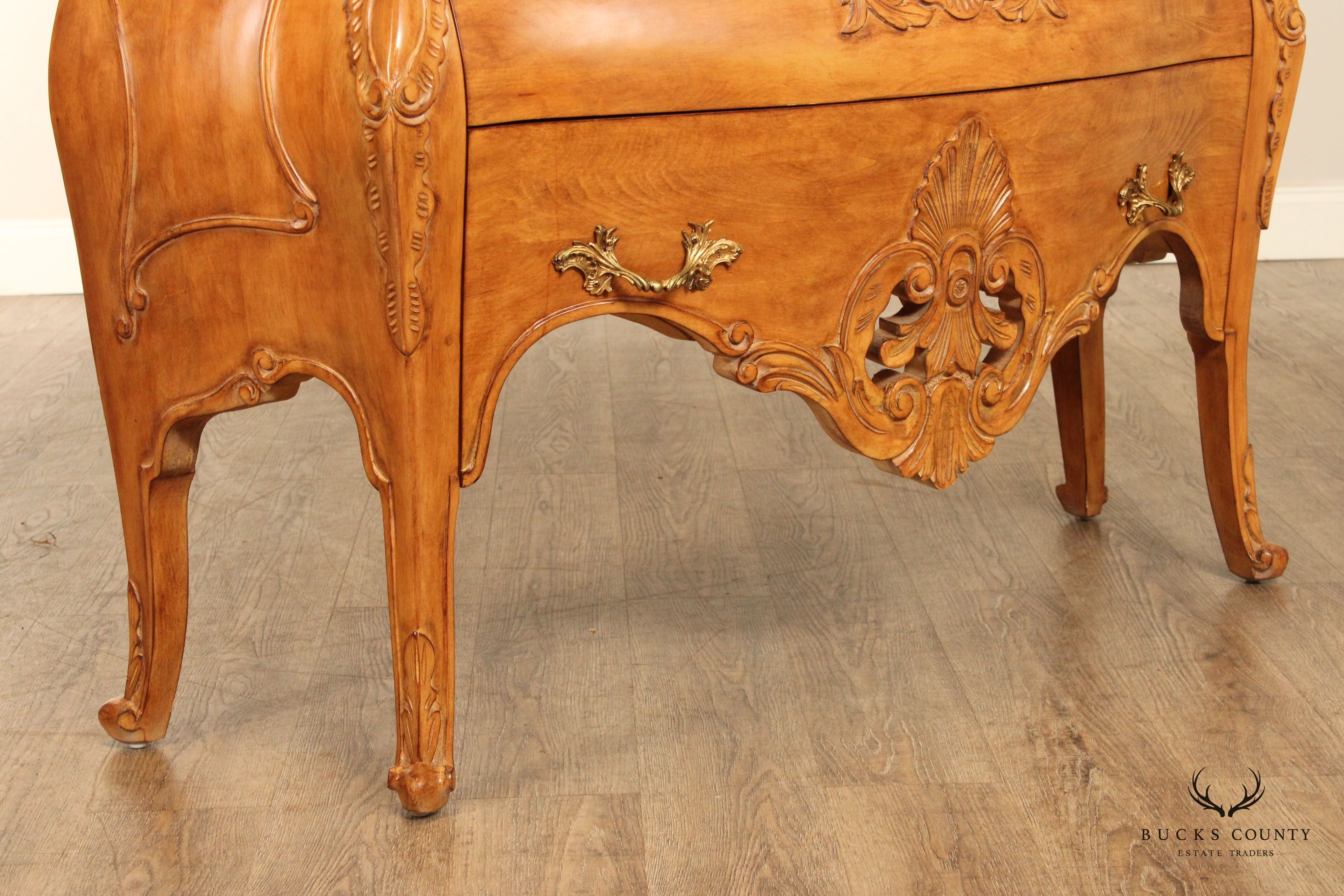 Italian Louis XV Style Marble Top Bombe Commode Chest