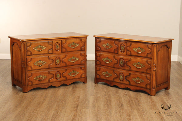 Don Ruseau Custom French Style Pair of Walnut Chests of Drawers