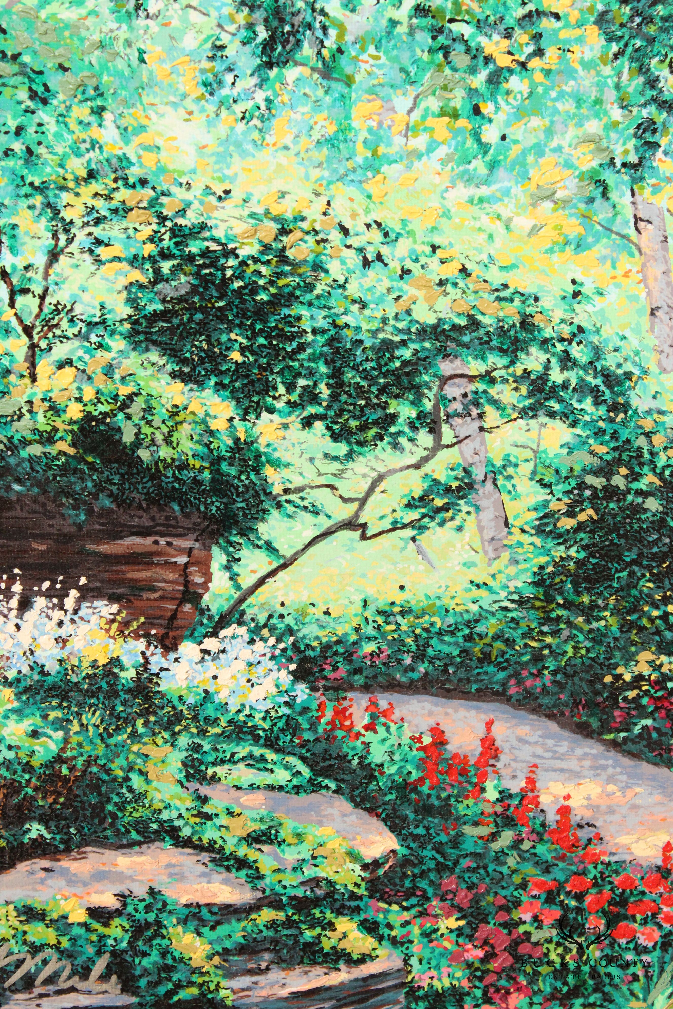 Schaefer Miles 'Rock Garden Path' Embellished Canvas Print, Custom Framed