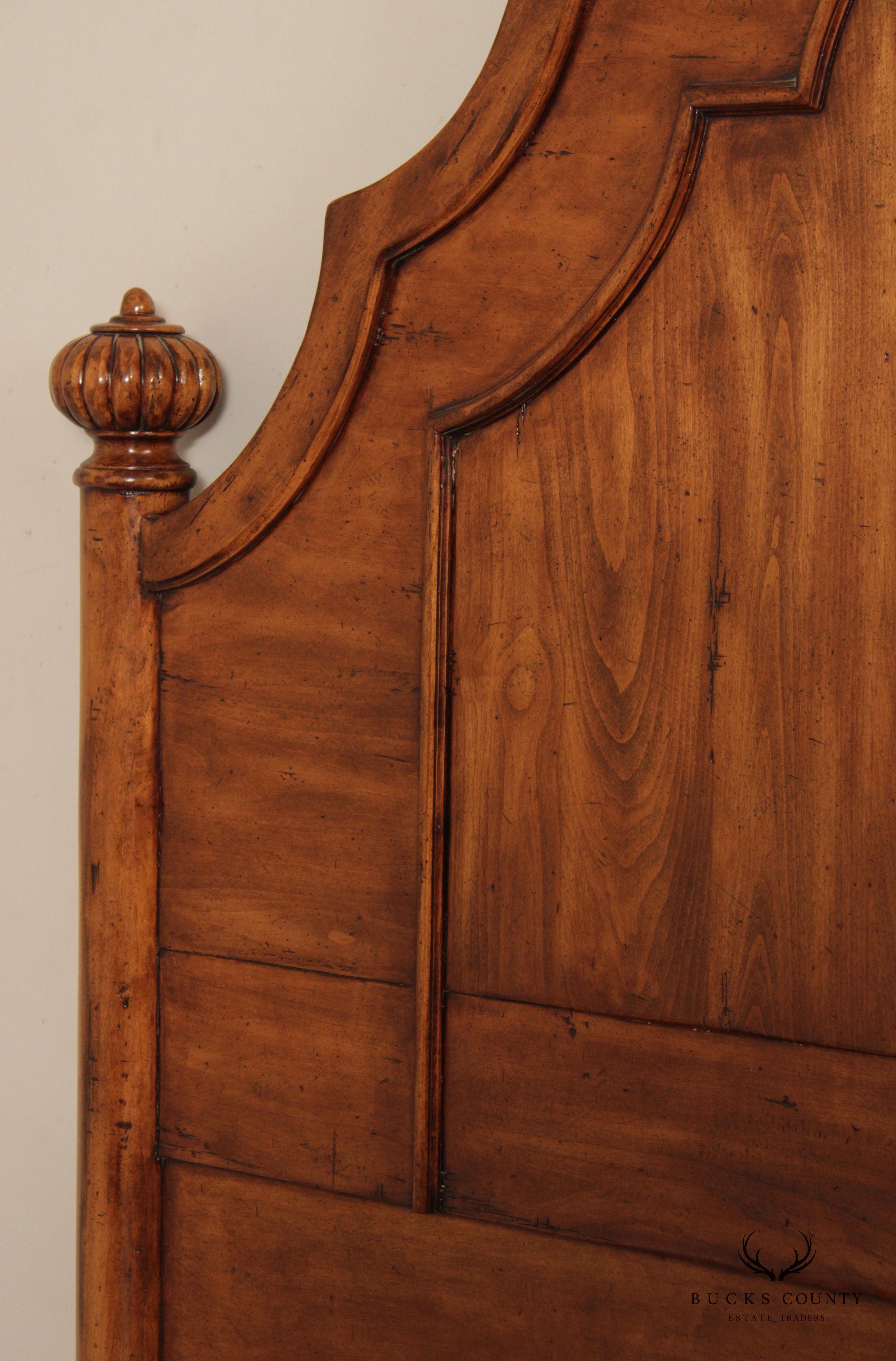 Bausman & Co. Italian Provincial Style Carved Walnut Queen Headboard