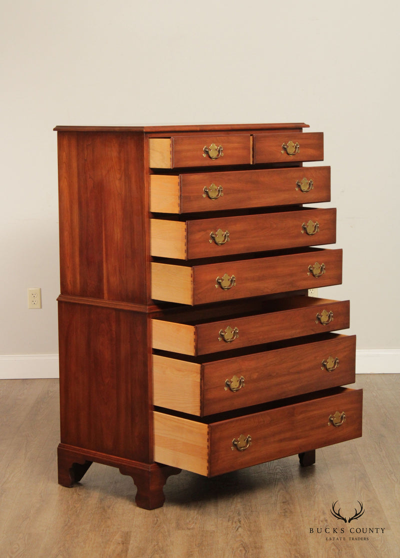 Henkel Harris Vintage Chippendale Style Cherry Chest on Chest
