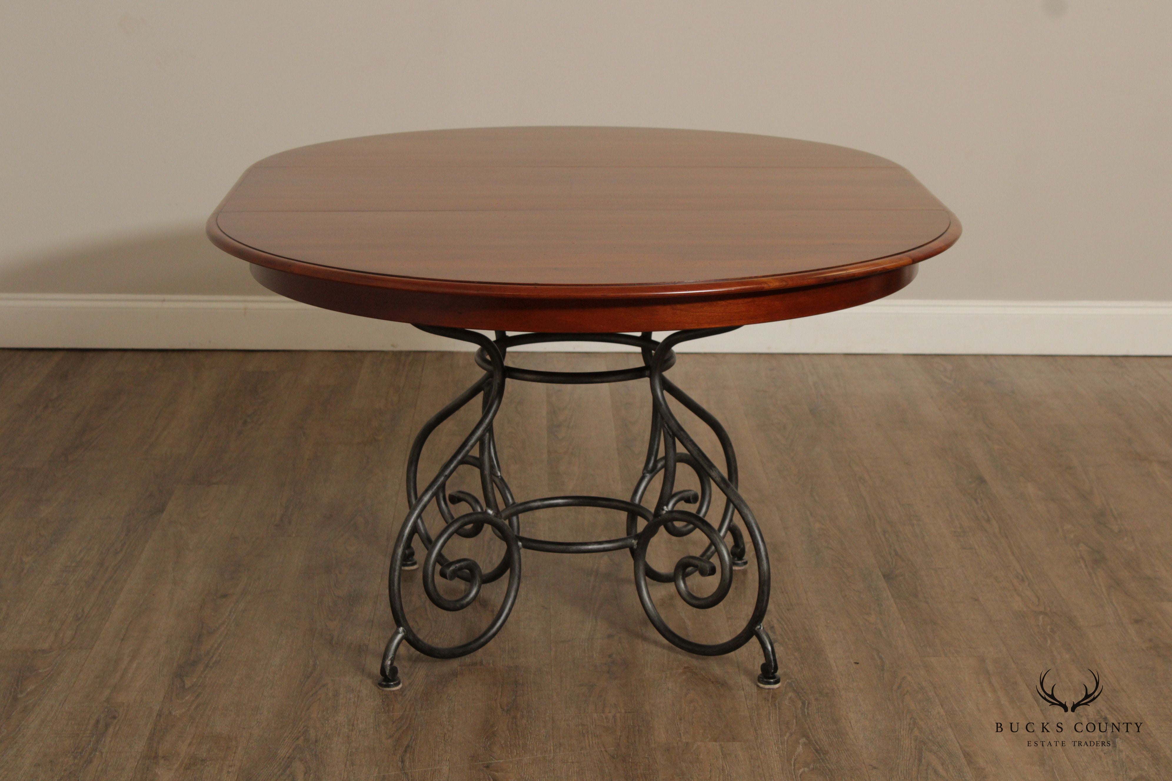 Ethan Allen 'Maison' Expandable Round Top Cherry Dining Table