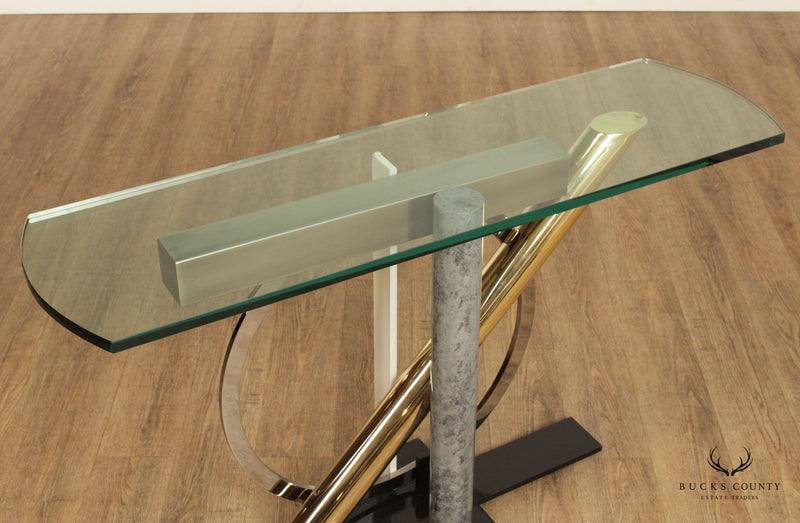 Kaizo Oto For Design Institute of America Post Modern Mixed Metal Console Table