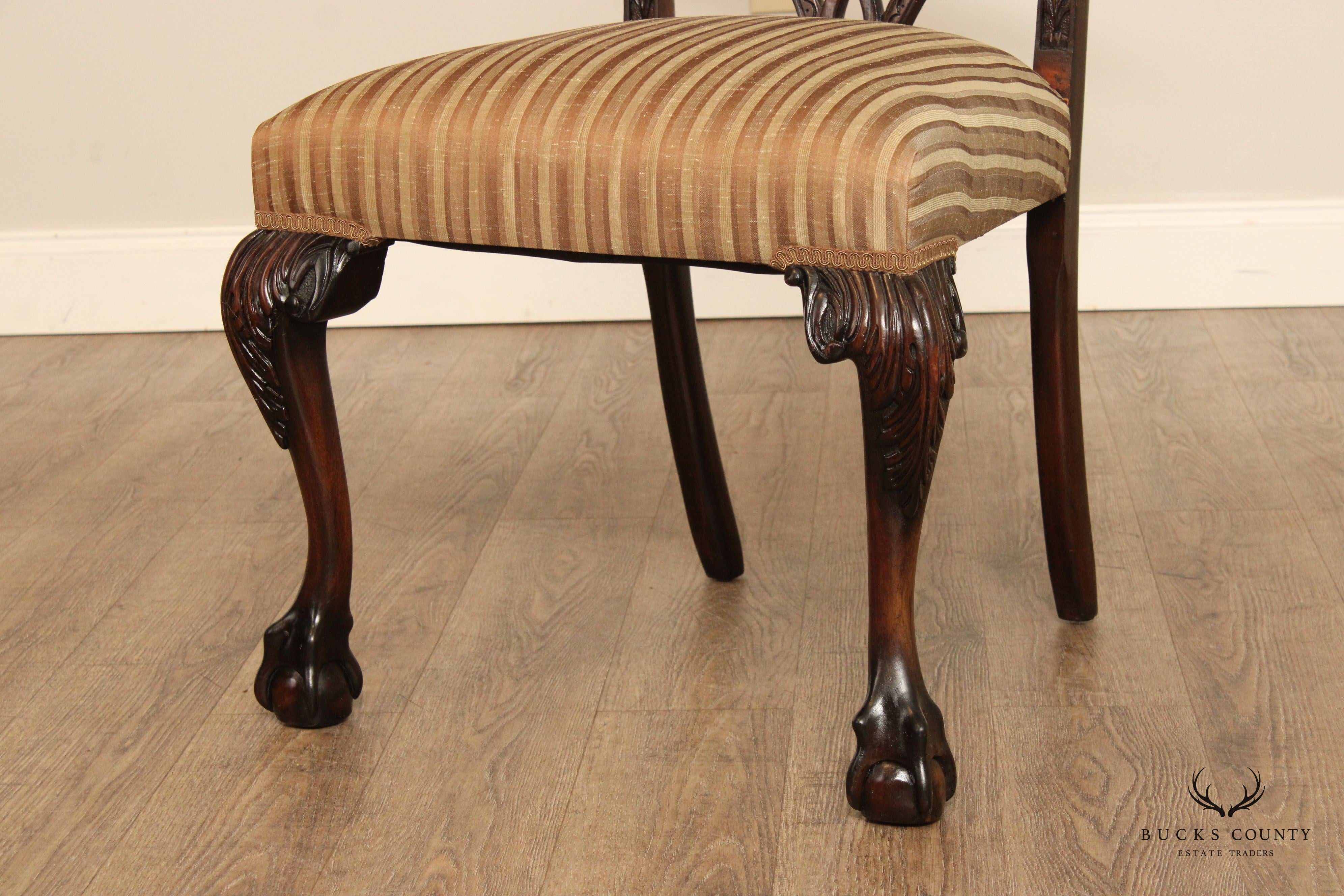 Chippendale Style Set Eight Mahogany Carved Ball and Claw Dining Chairs