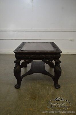 Horner Antique Carved Standing Winged Griffin Library Table Desk