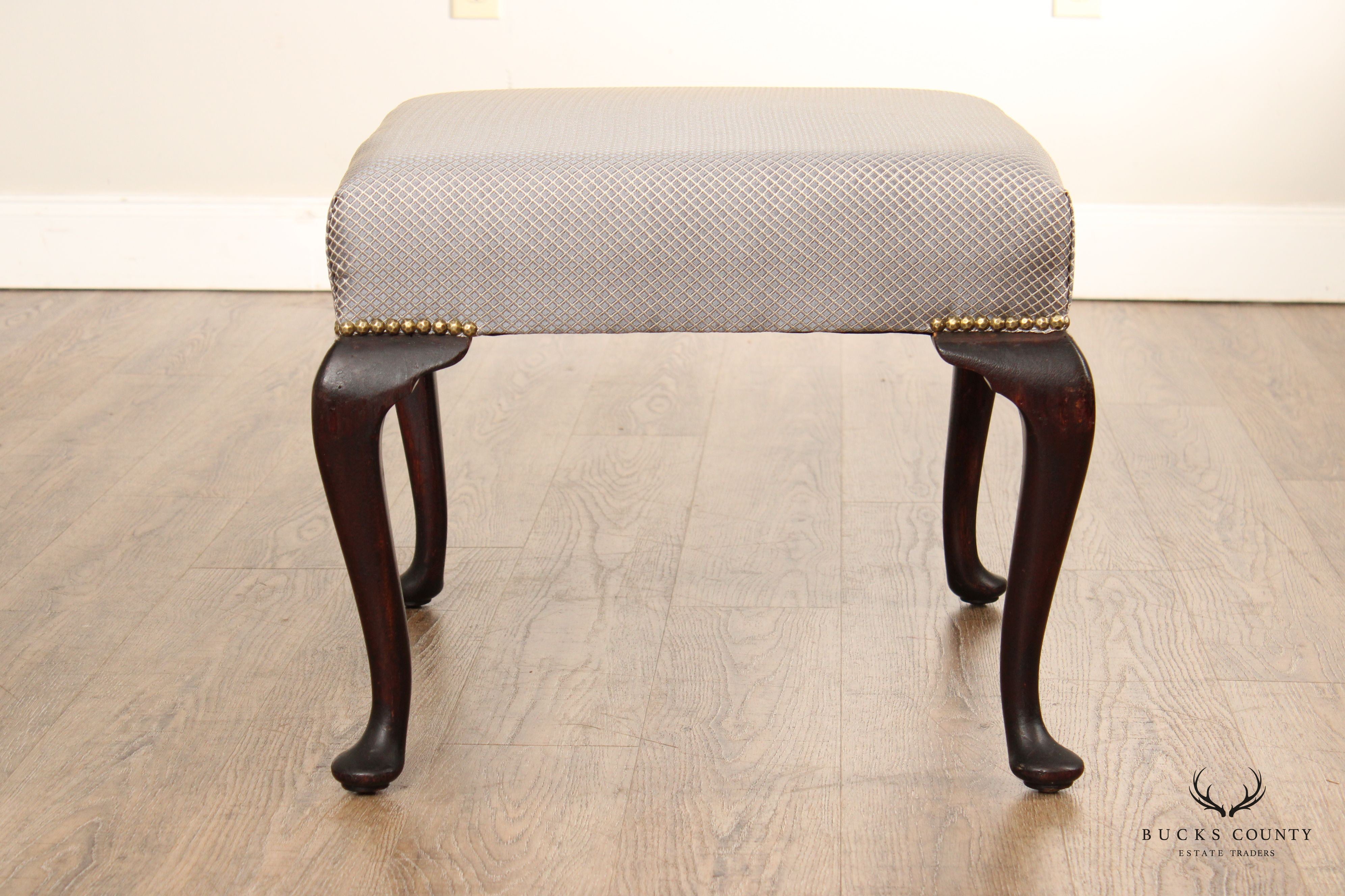 Queen Anne Style Custom Upholstered Foot Stool