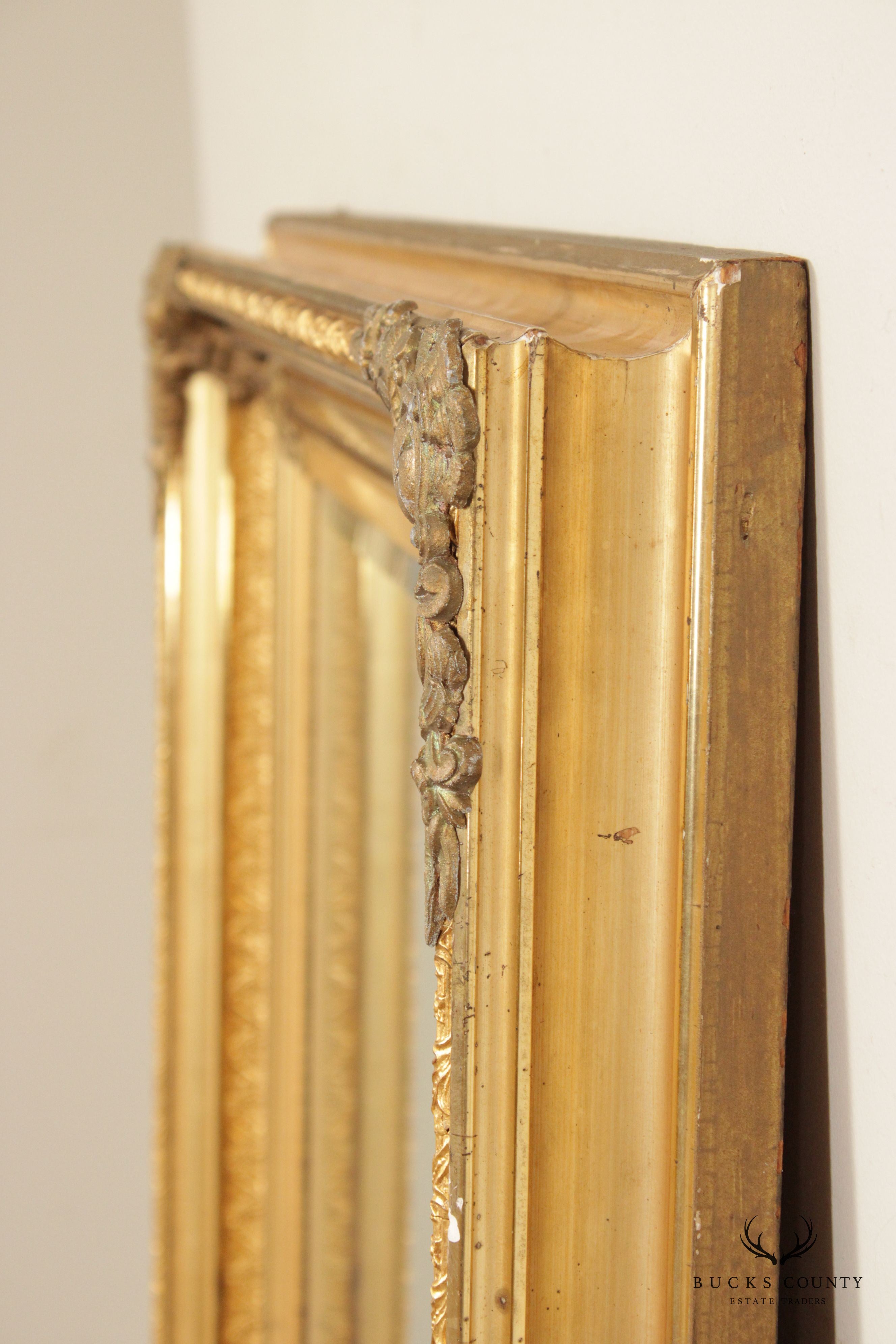 Antique Victorian Carved Giltwood Frame Wall Mirror