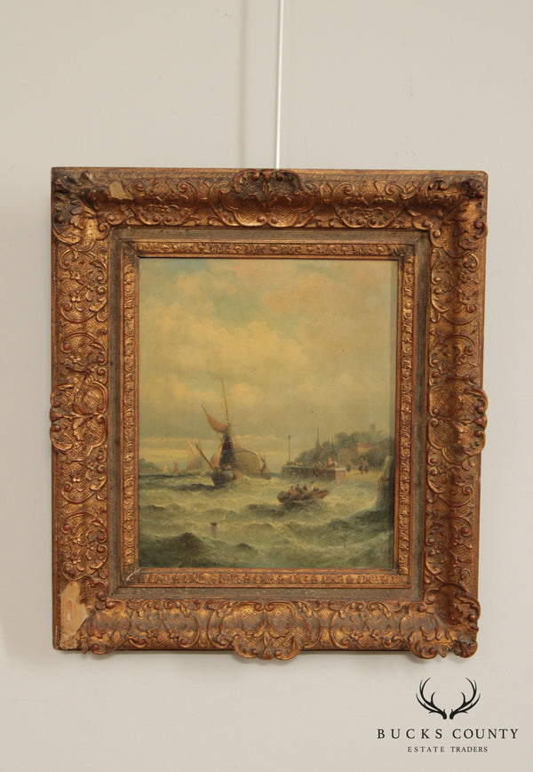 William Thornley Harbor Seascape Oil Painting