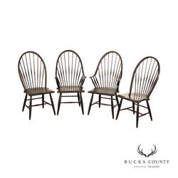 Colonial Style Set of Four Distress Painted Windsor Dining Chairs