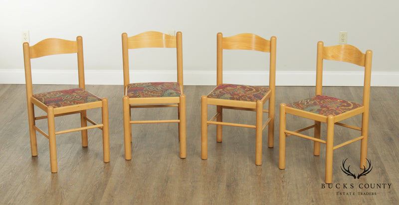 Mid Century Modern Set of 4 Blonde Beechwood Dining Chairs