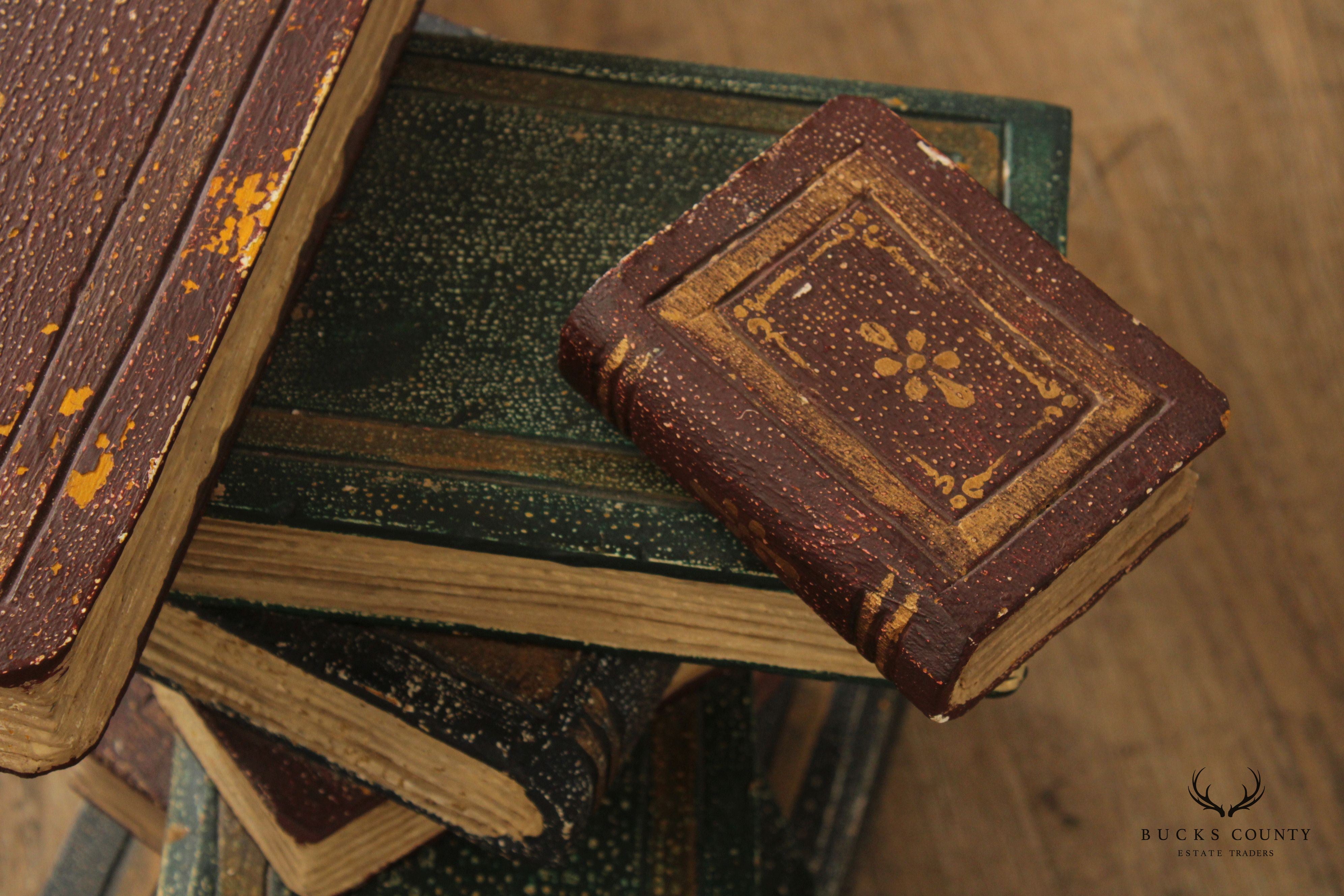 Vintage Faux Stacked Book Pair Side Tables