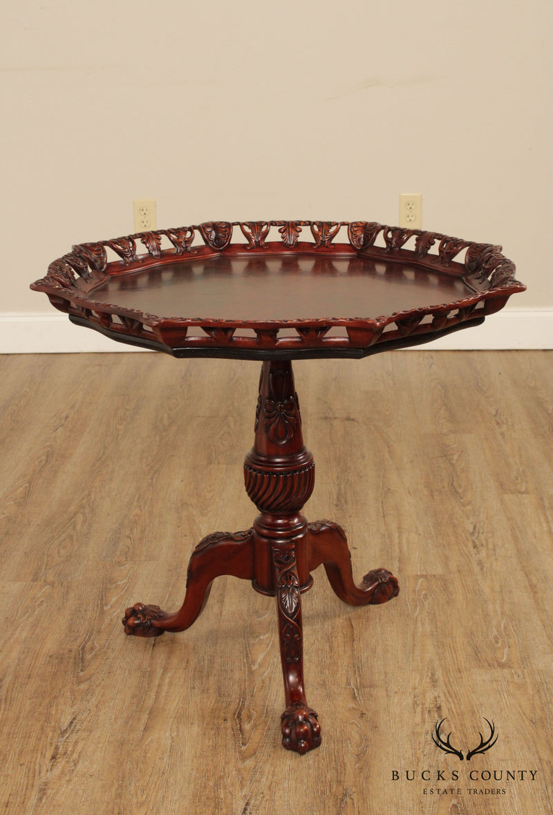 Georgian Style Carved Mahogany Pie Crust Claw Foot Side Table