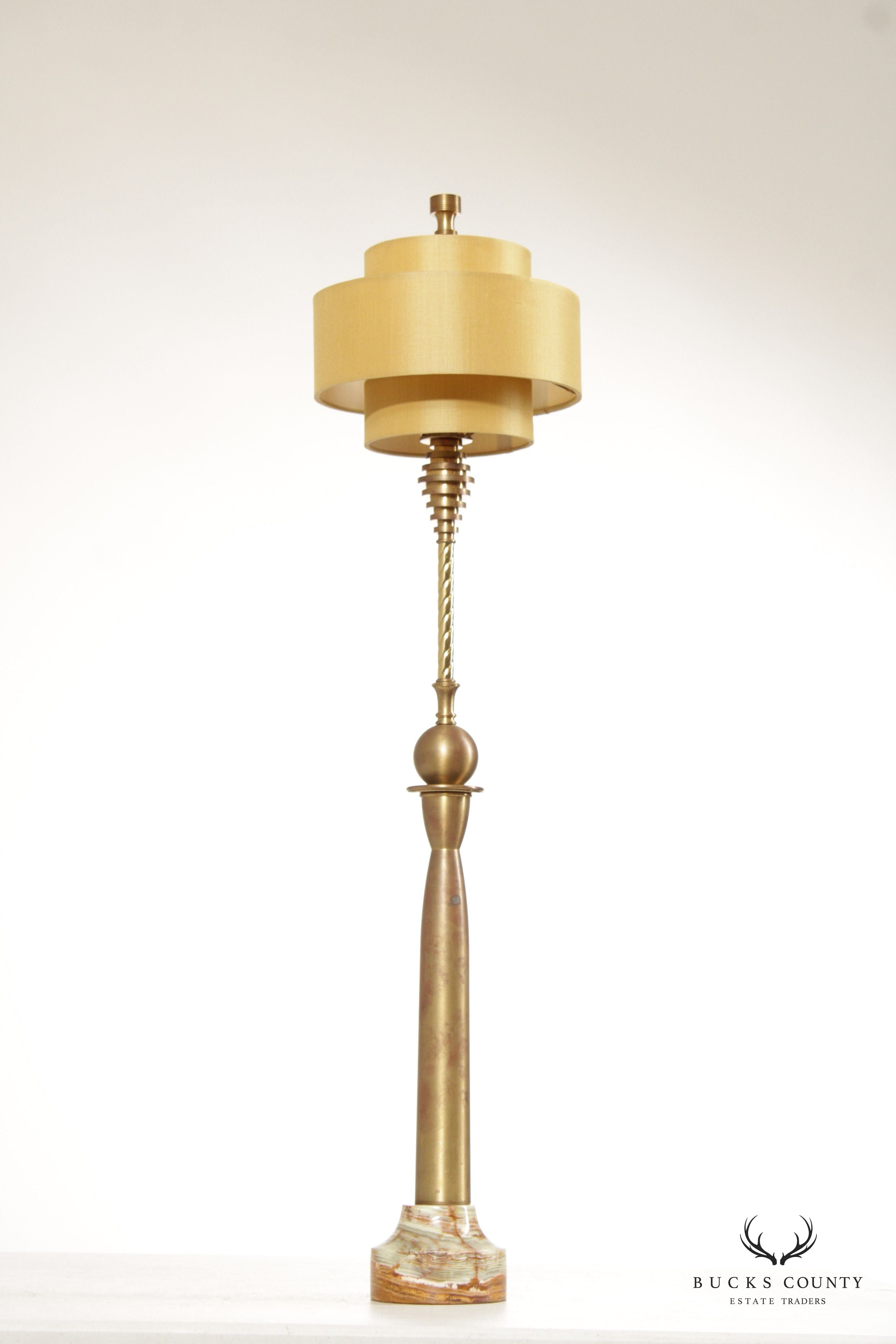 Chelsea House Modern Style Brass And Onyx Table Lamp