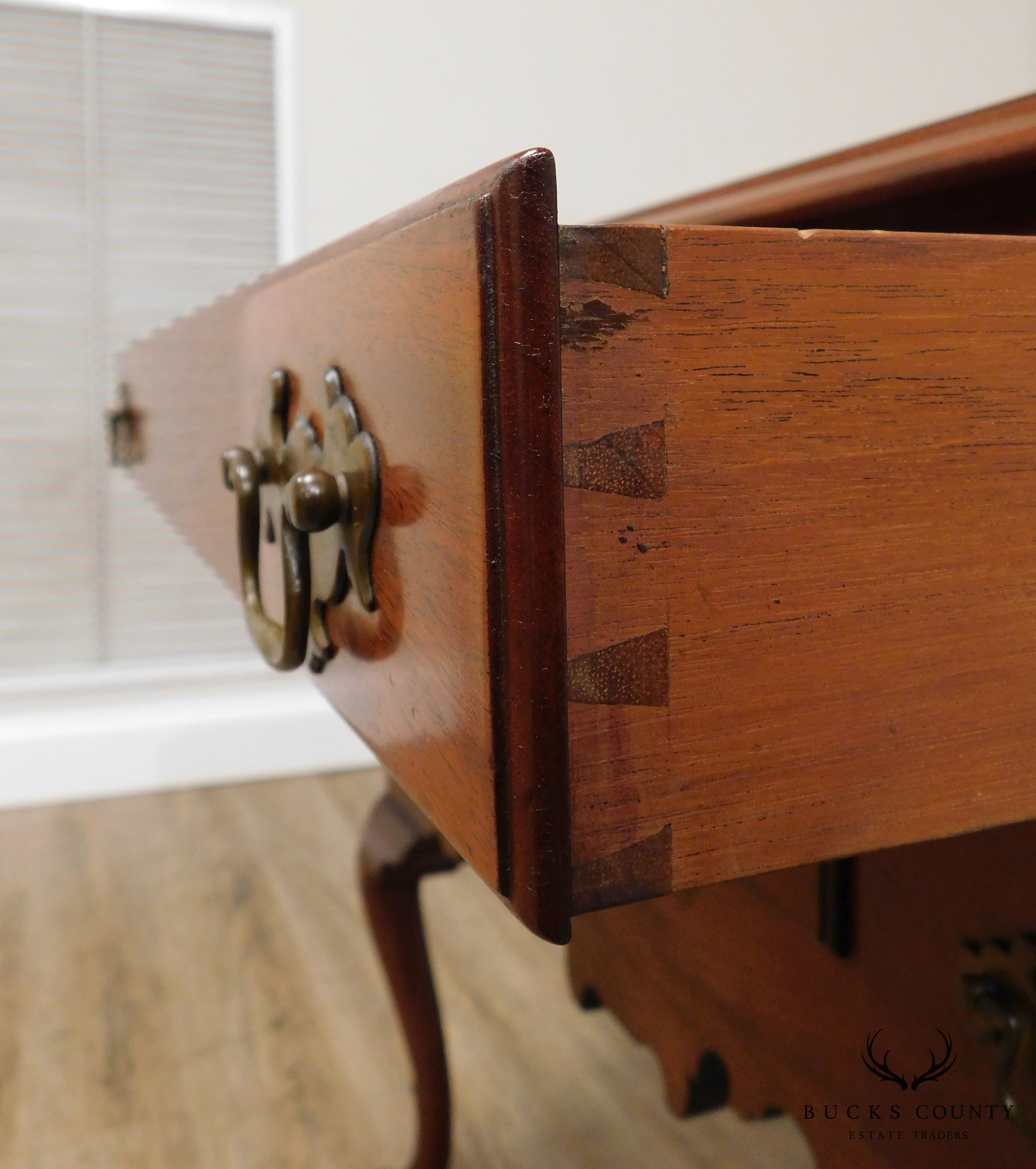 Queen Anne Style 1940's Hand Crafted Mahogany Trifed Foot Lowboy