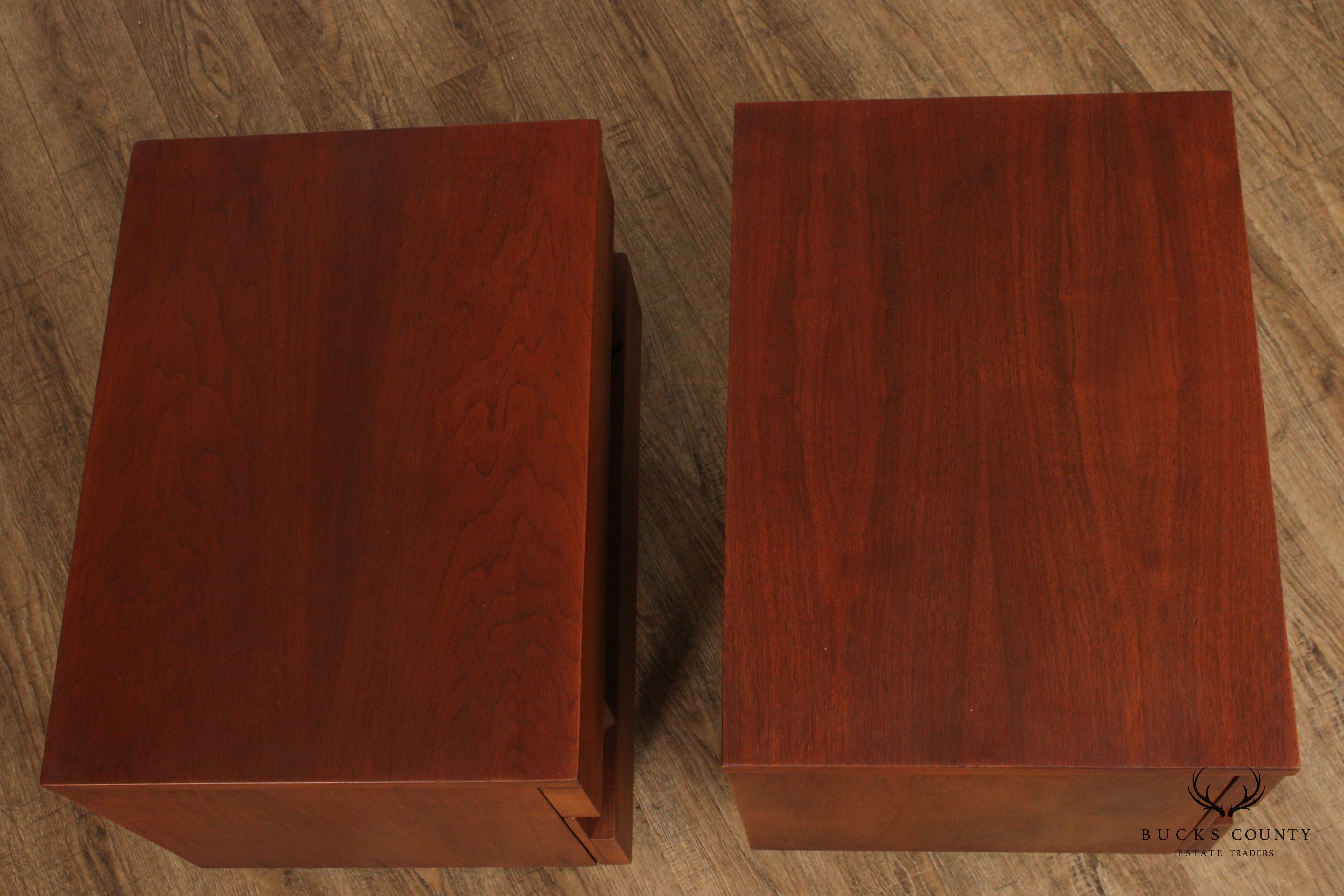 American of Martinsville Mid Century Modern Pair Walnut Nightstands