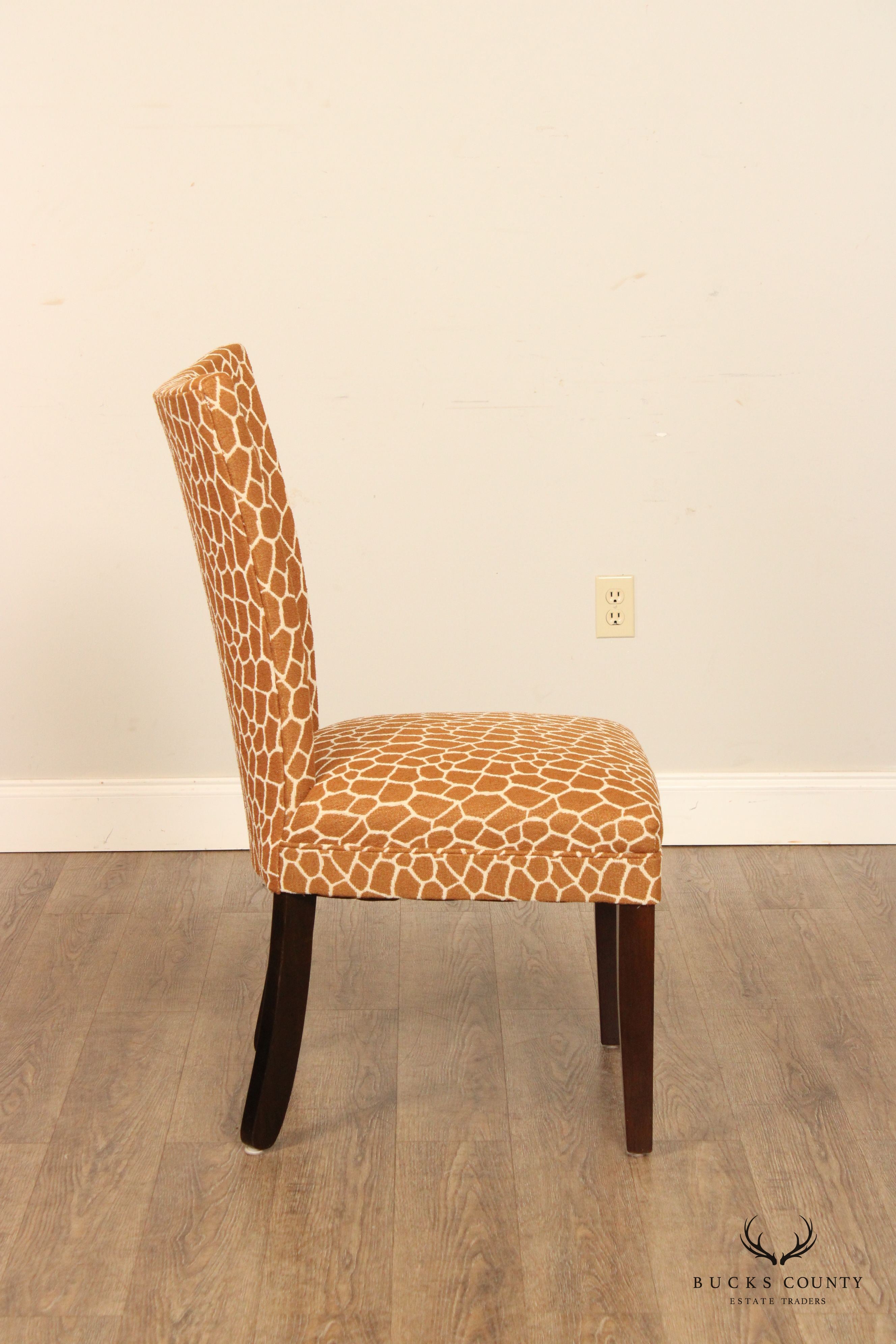 Transitional Style Pair Custom Upholstered Side Chairs